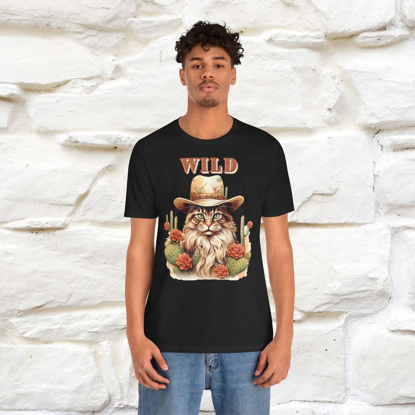 Wild Cowboy Cat T-Shirt for Men & Women | 100% Cotton* Adventure Tee - Nunu&Miao Studio