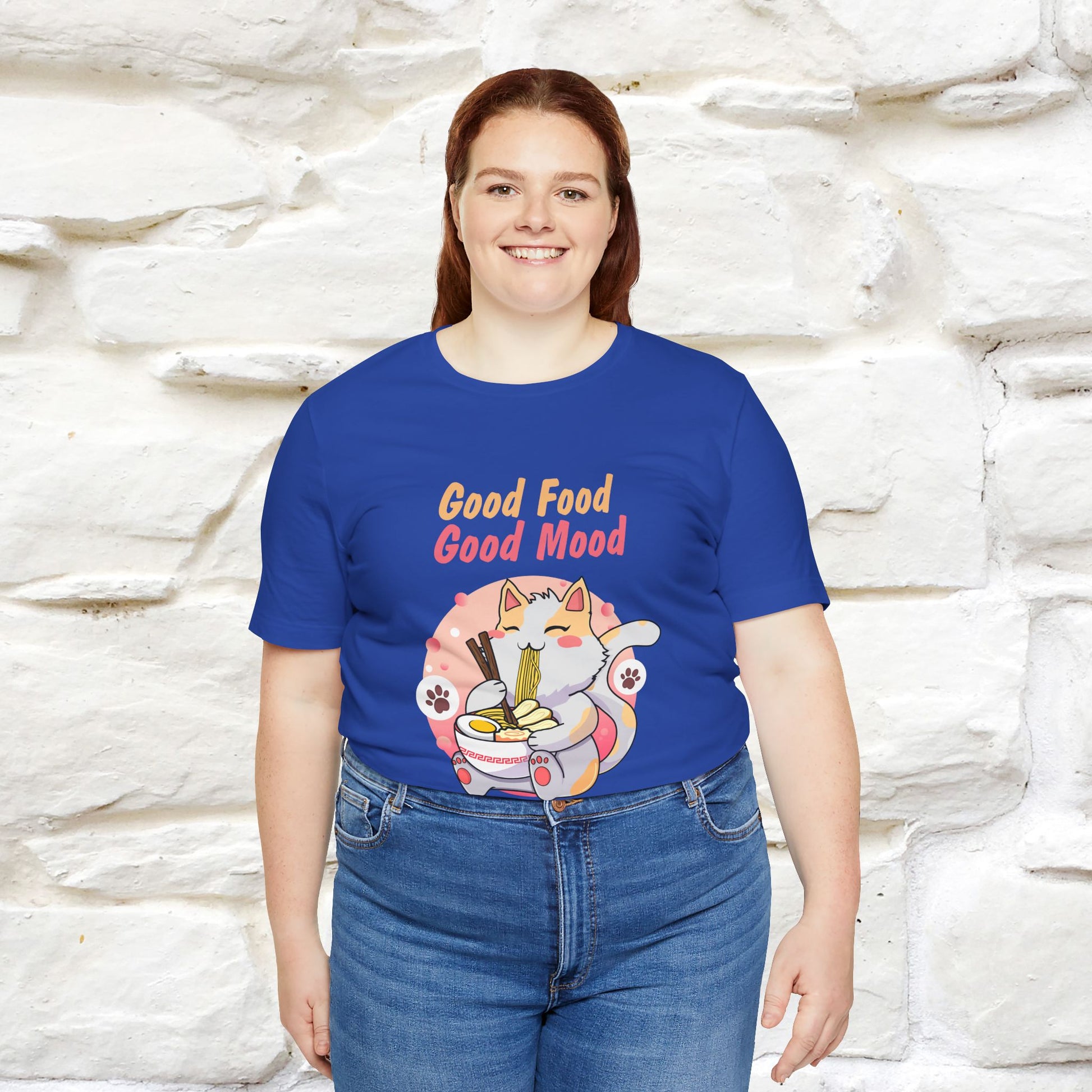 "Good Food Good Mood" Cat T-shirt for Men & Women | 100% Cotton* - Nunu&Miao Studio