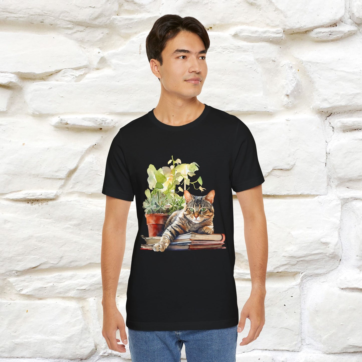 "Feline Bibliophile" T-Shirt for Men & Women | 100% Cotton* - Nunu&Miao Studio