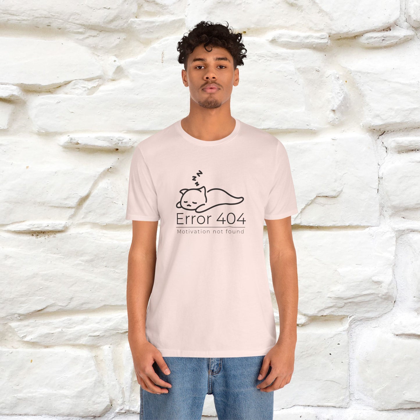 ''Error 404 Motivation Not Found'' Cat T-Shirt Front and Back Design | Nunu&Miao Studio
