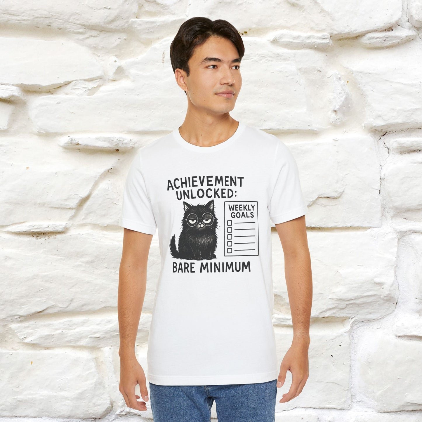 "Achievement Unlocked Bare Minimum." |Cat T-Shirt | Nunu&Miao Studio