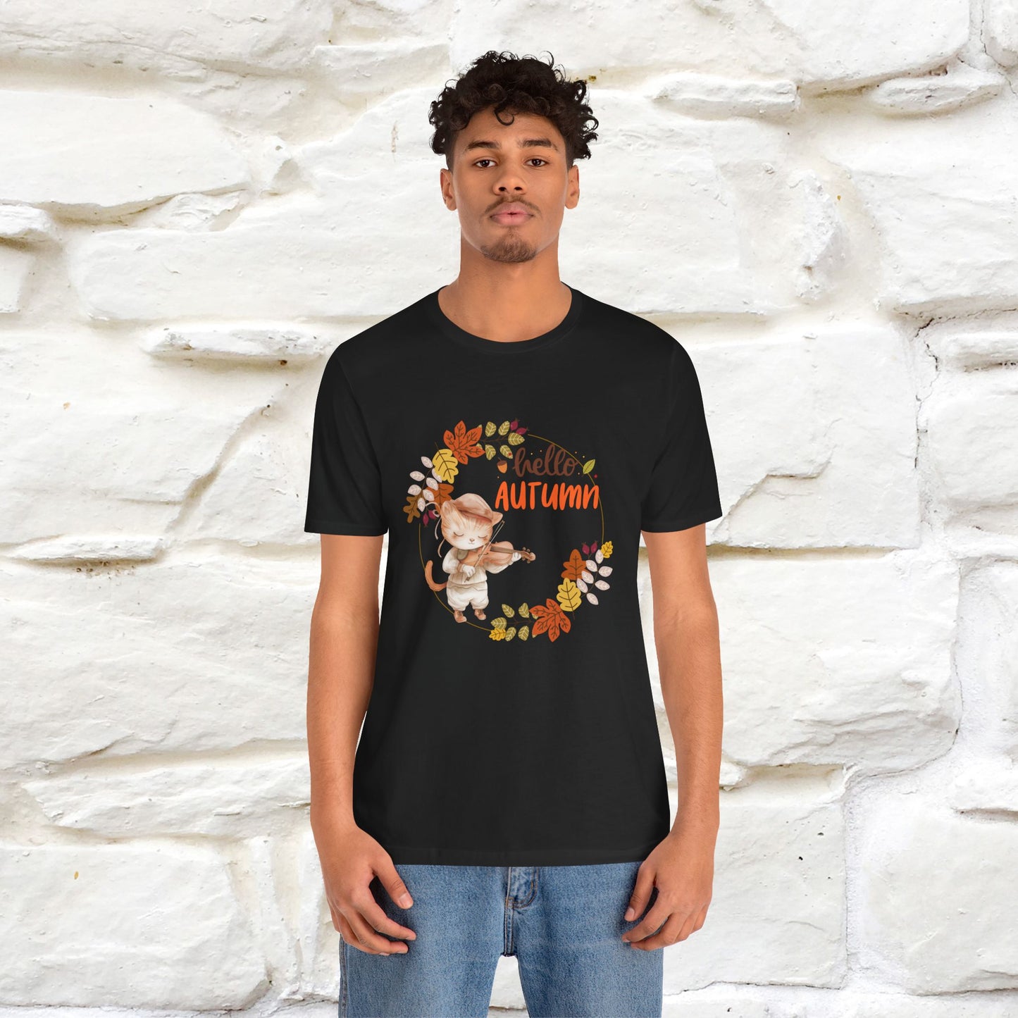 "Hello Autumn" Cat T-Shirt for Men & Women | 100% Cotton* | Cozy Fall Fashion - Nunu&Miao Studio