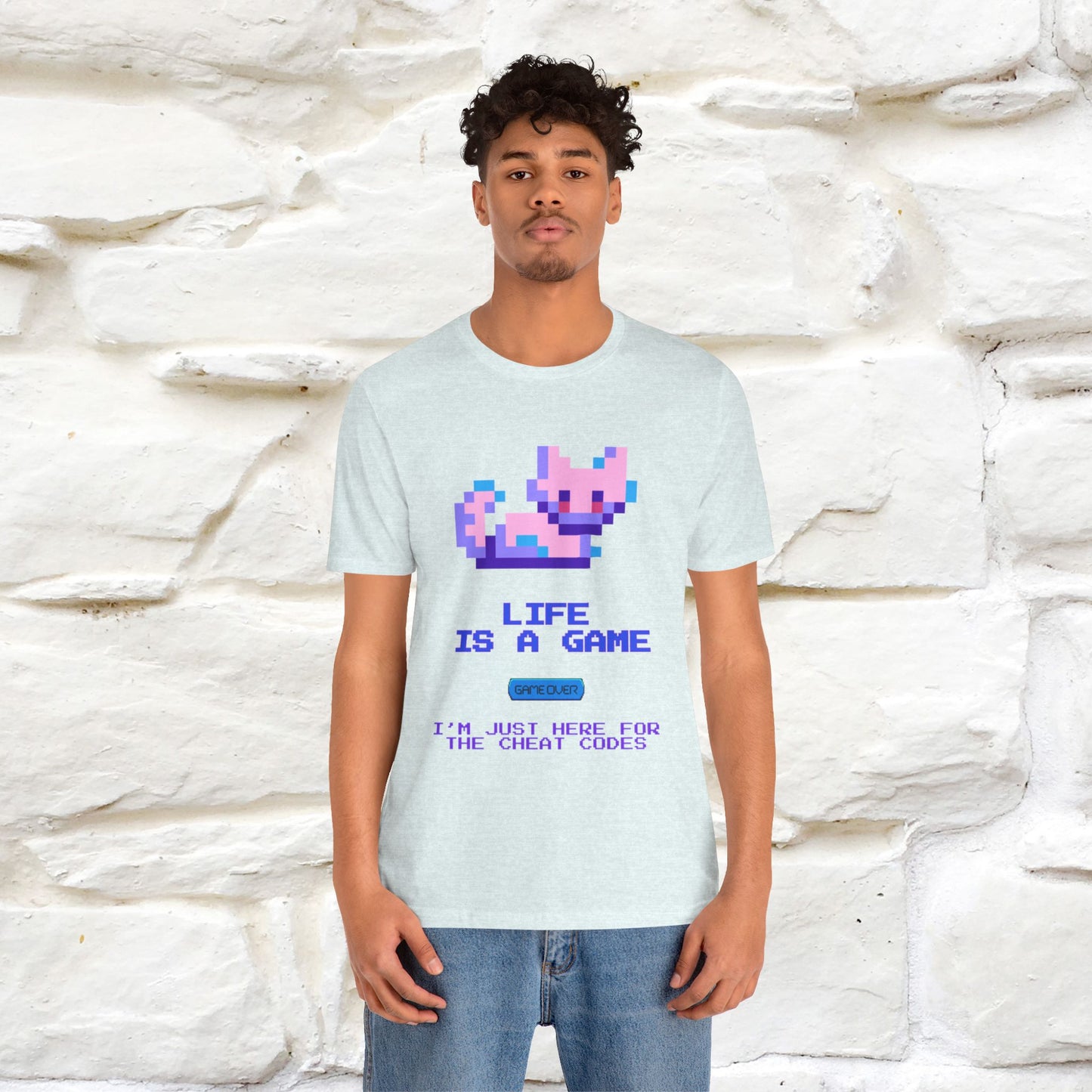 "Life Is A Game, I Am Just Here Fo The Cheat Code" Funny Cat T-Shirt for Men & Women | 100% Cotton* - Nunu&Miao Studio