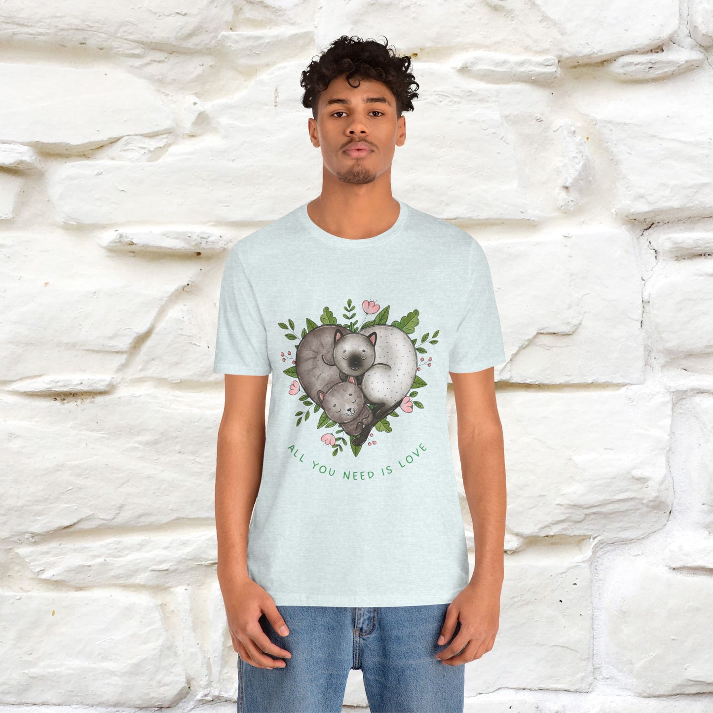 "All You Need Is Love" Cat T-Shirt | 100% Cotton* | Adorable Cat Apparel for Men & Women