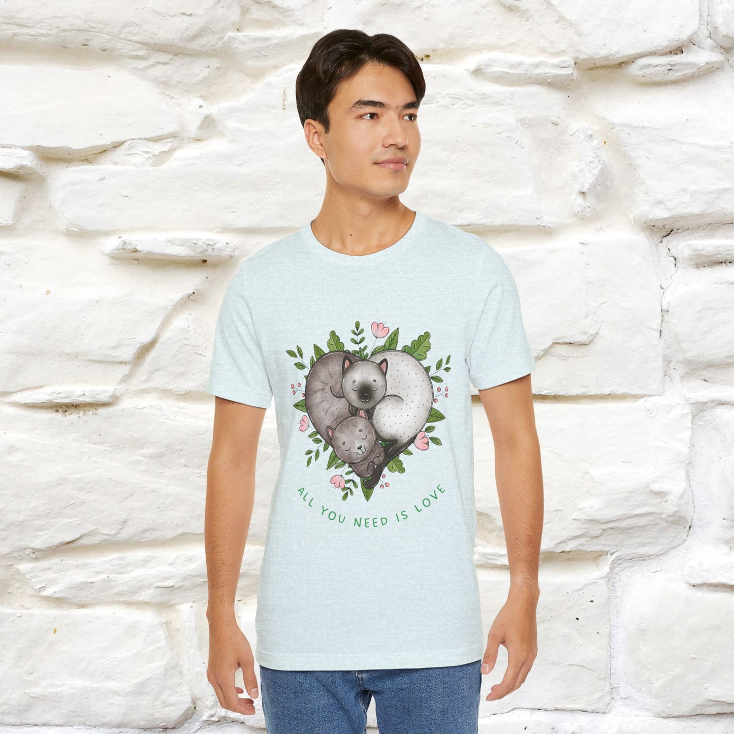 "All You Need Is Love" Cat T-Shirt | 100% Cotton* | Adorable Cat Apparel for Men & Women