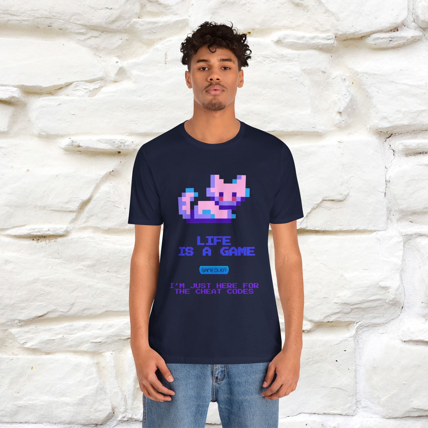 "Life Is A Game, I Am Just Here Fo The Cheat Code" Funny Cat T-Shirt for Men & Women | 100% Cotton* - Nunu&Miao Studio