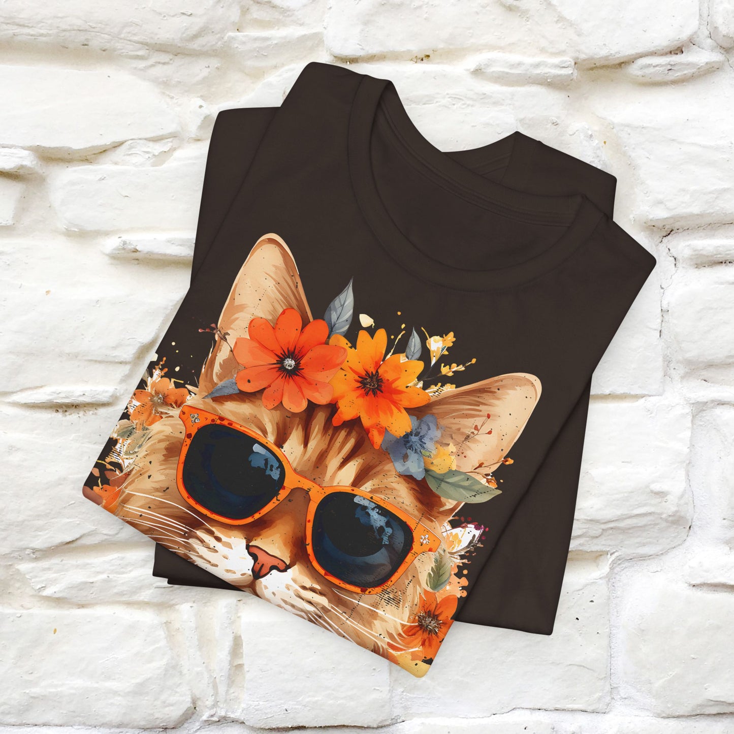 "Cool Cat in Bloom" T-shirt for Men and Women | 100% Cotton* - Nunu&Miao Studio