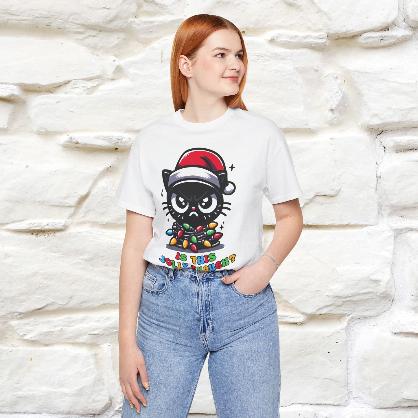 Is This Jolly Enough? | Funny Cat Christmas Shirt for Men & Women | 100% Cotton*