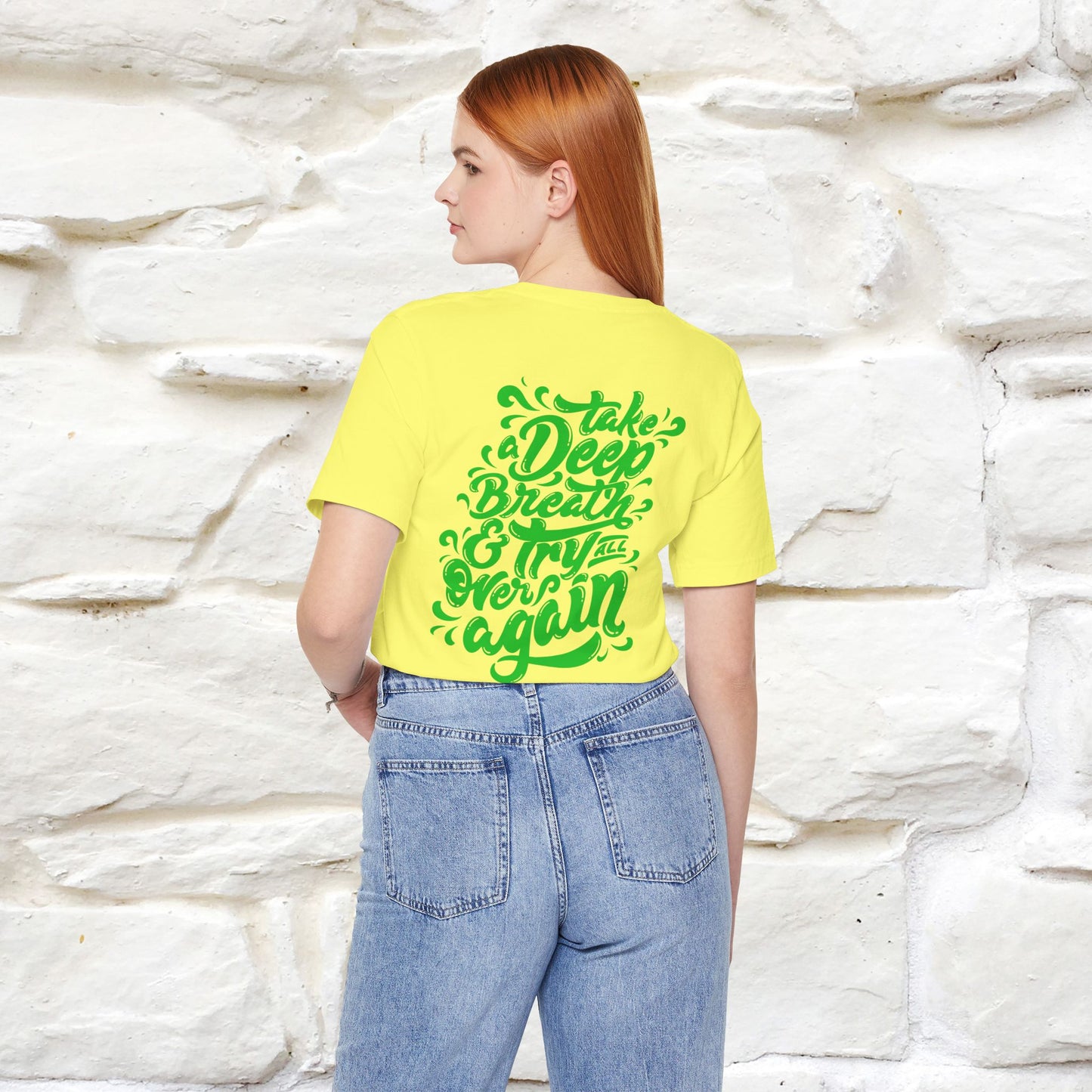 "Take a Deep Breath & Try All Over Again" Cat T-Shirt| Front & Back Design | Nunu&Miao Studio