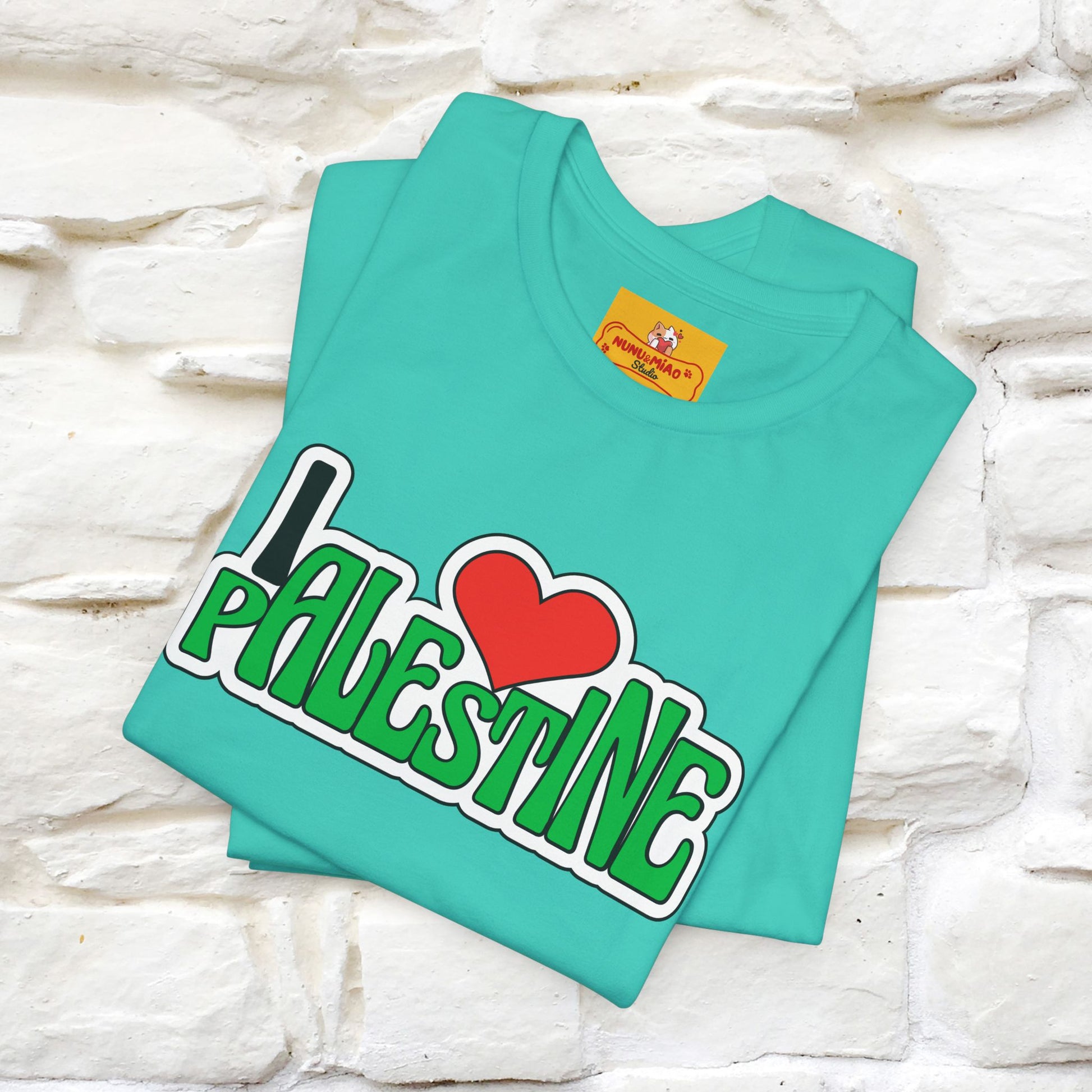 "I Love Palestine" Cat T-shirt | Front & Back Design |Nunu&Miao Studio - Nunu&Miao Studio