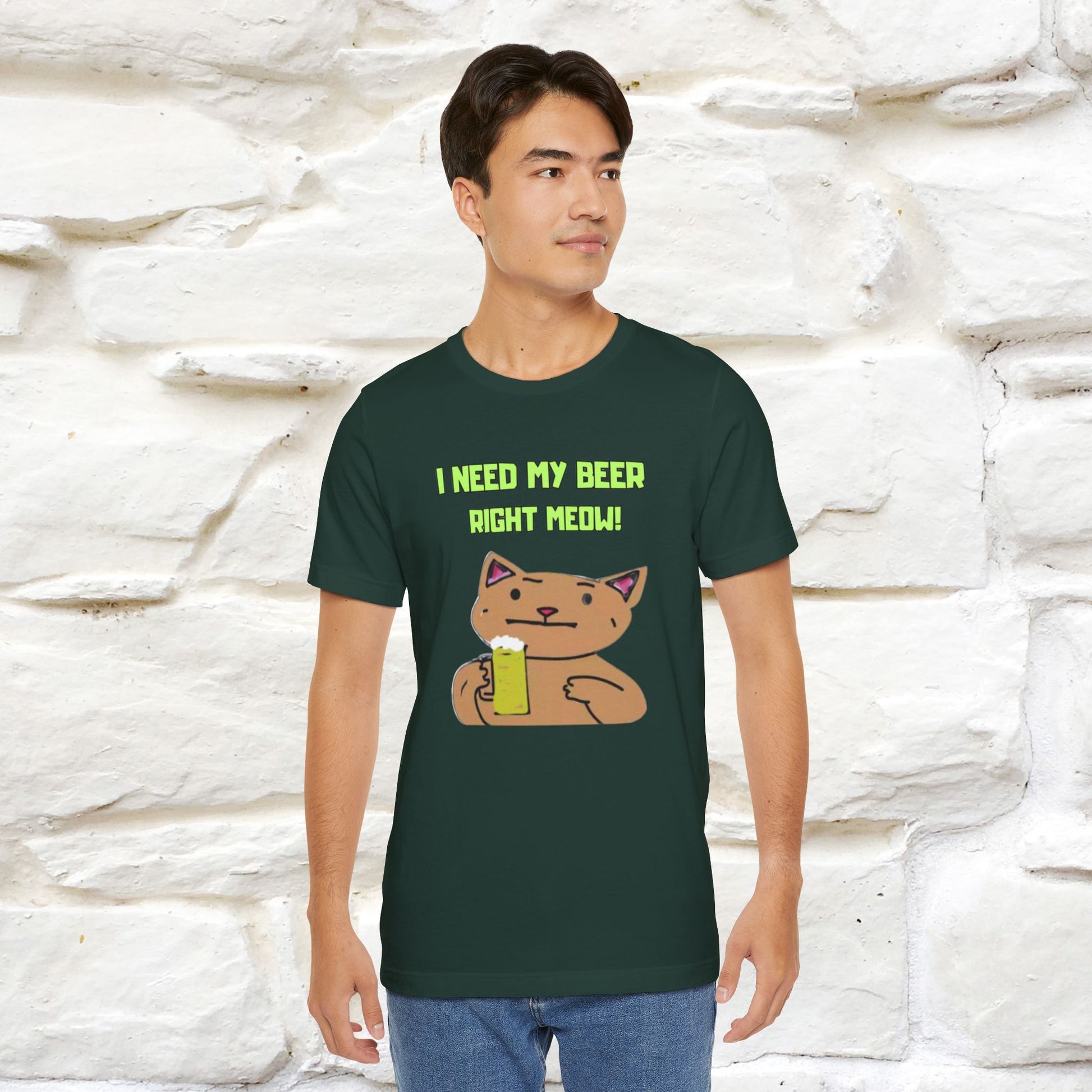 "I Need My Beer Right Meow!" Cat  T-shirt |Nunu&Miao Studio - Nunu&Miao Studio