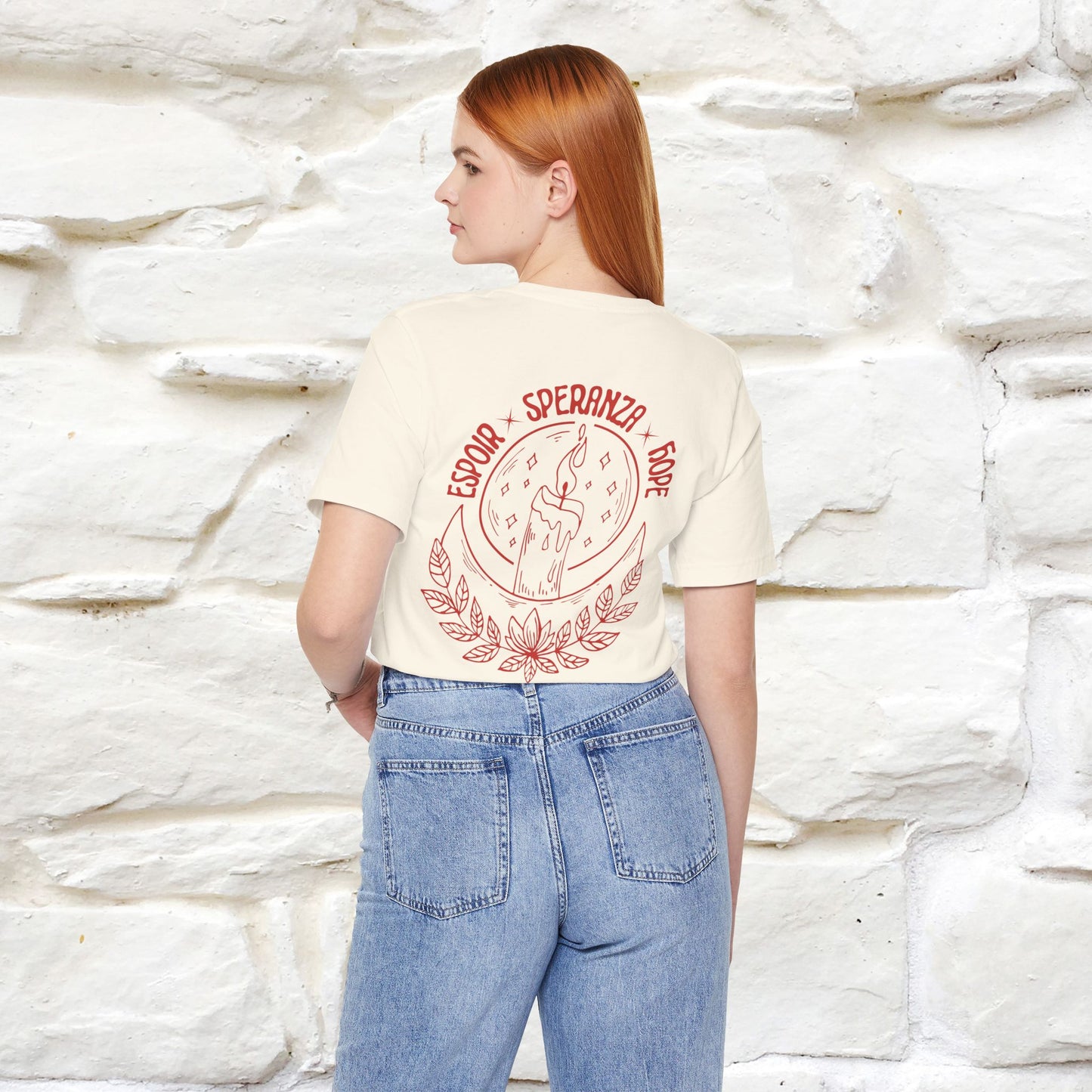 "Espoir Speranza Hope'' Cat T-Shirt Front and Back Design | Nunu&Miao Studio