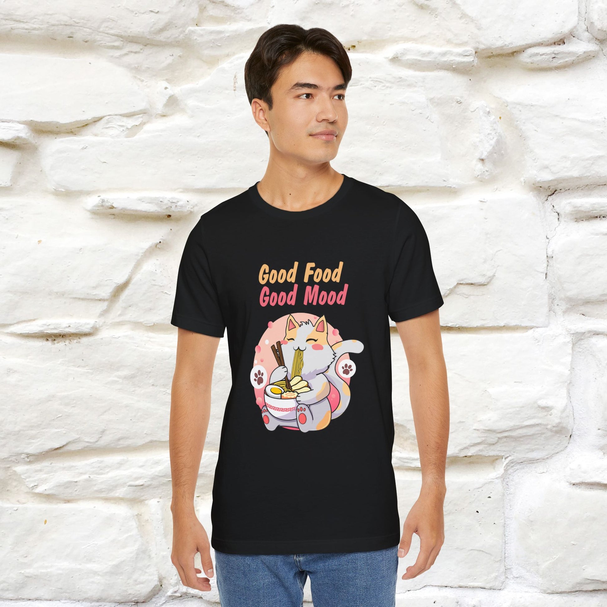 "Good Food Good Mood" Cat T-shirt for Men & Women | 100% Cotton* - Nunu&Miao Studio