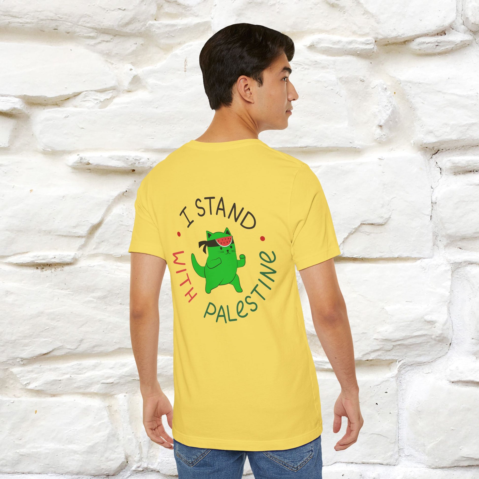 "I Love Palestine" Cat T-shirt | Front & Back Design |Nunu&Miao Studio - Nunu&Miao Studio