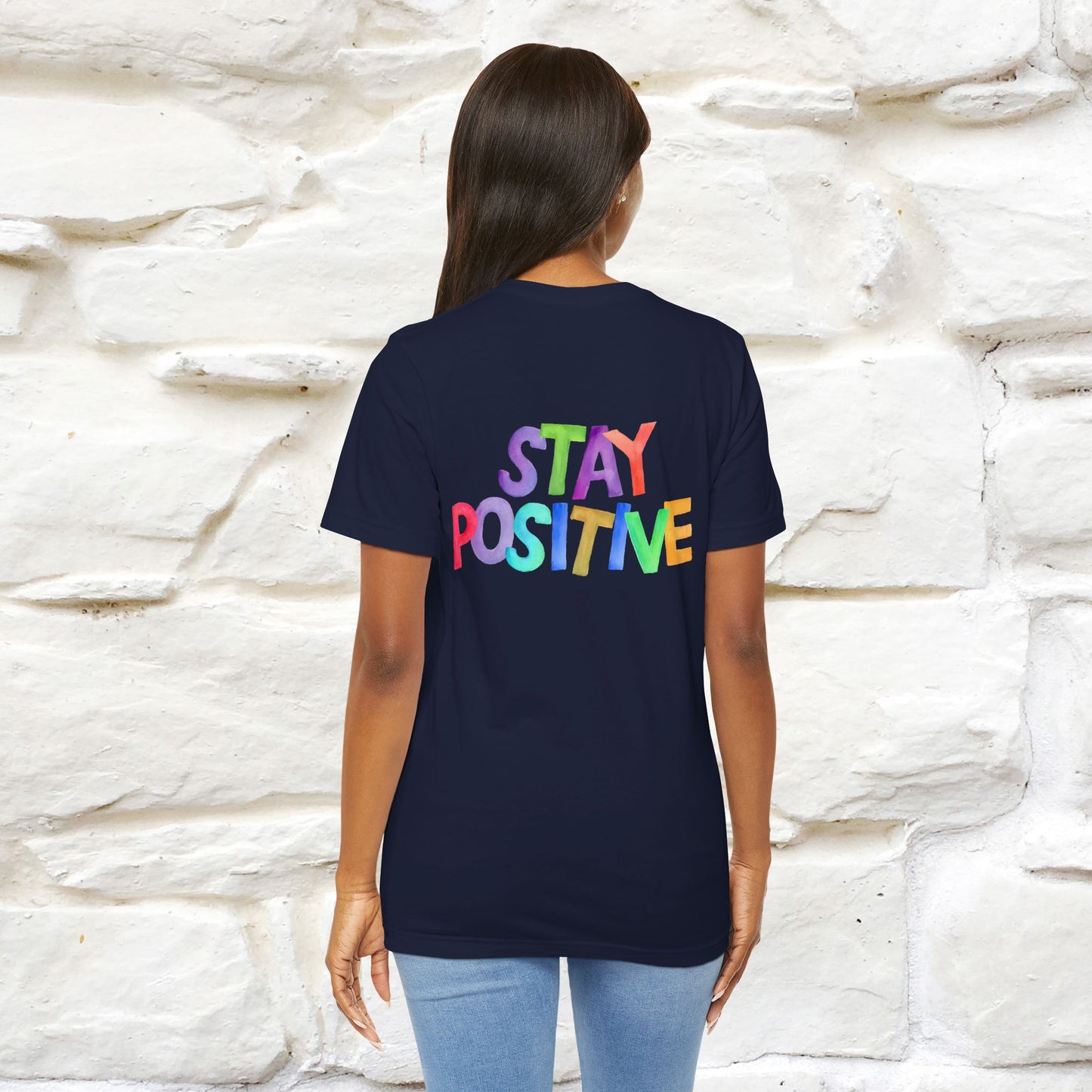 "Stay Positive'' Cat T-Shirt | Front & Back Design | Nunu&Miao Studio