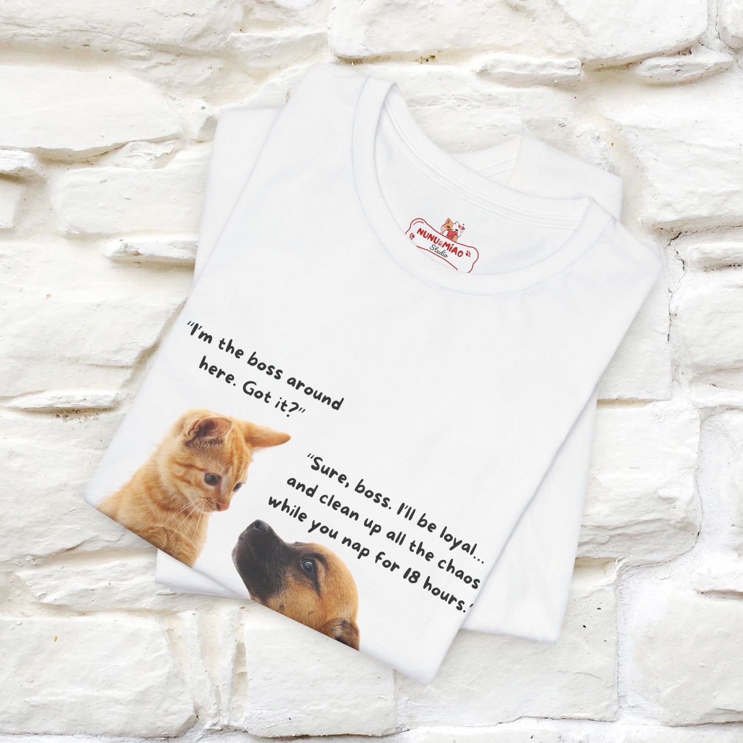 ''I am The Boss Here'' Funny Cat T-shirt for Men and Women 100% Cotton* - Nunu&Miao Studio