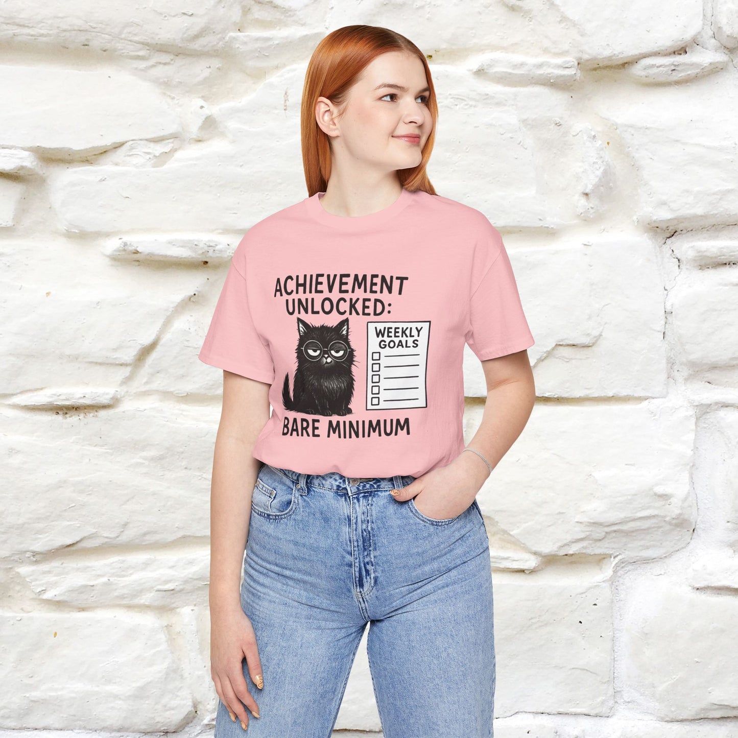 "Achievement Unlocked Bare Minimum." |Cat T-Shirt | Nunu&Miao Studio