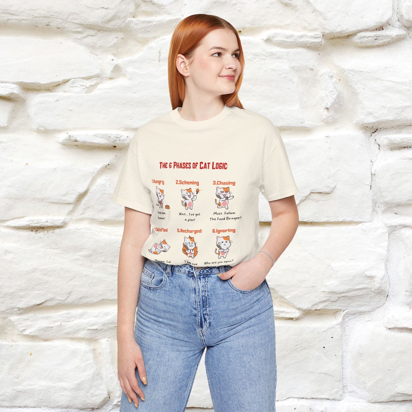 "The 6 Phases of Cat Logic" Hilarious Cat T-Shirt | Nunu&Miao Studio - Nunu&Miao Studio