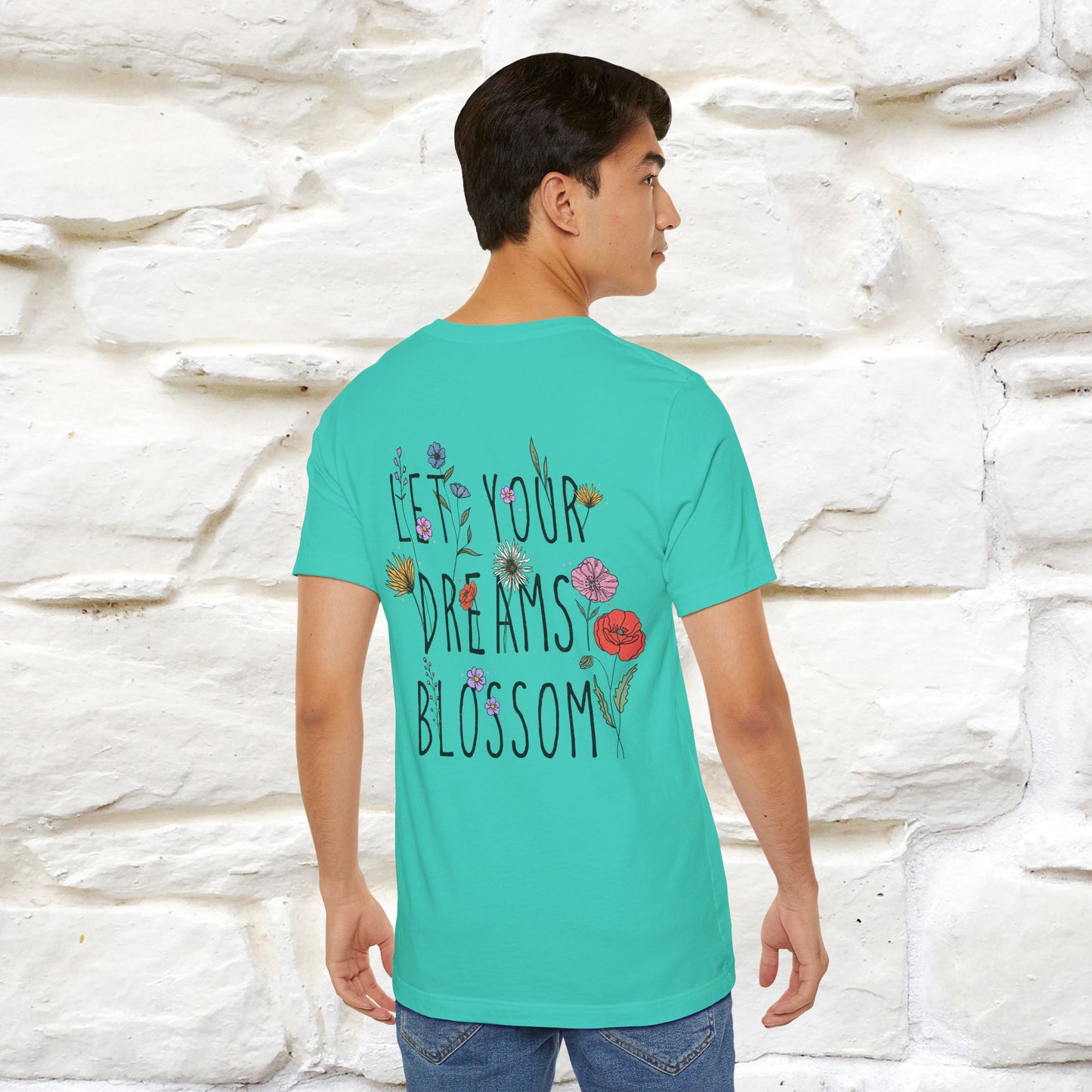 "Let Your Dreams Blossom'' Cat T-Shirt Front and Back Design | Nunu&Miao Studio