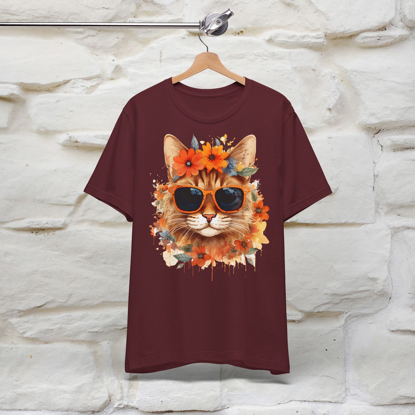 "Cool Cat in Bloom" T-shirt for Men and Women | 100% Cotton* - Nunu&Miao Studio
