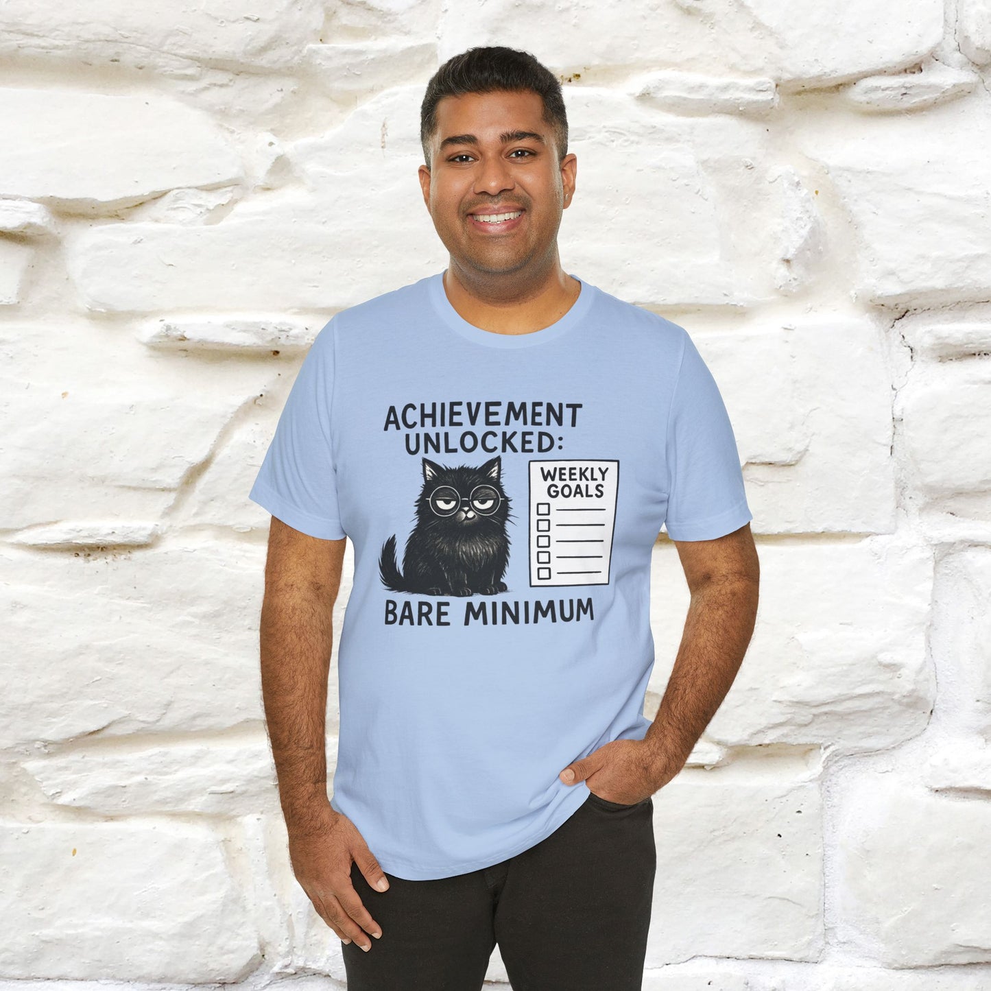 "Achievement Unlocked Bare Minimum." |Cat T-Shirt | Nunu&Miao Studio