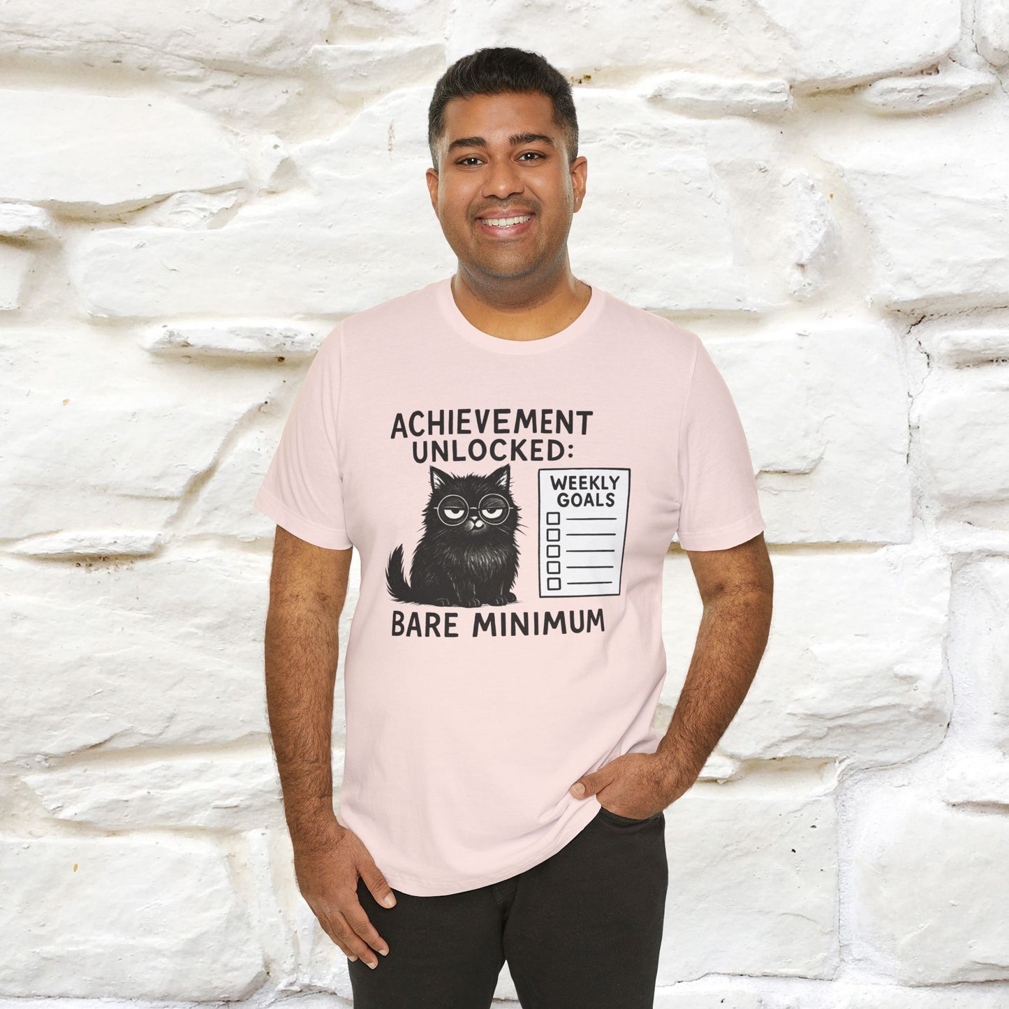 "Achievement Unlocked Bare Minimum." |Cat T-Shirt | Nunu&Miao Studio