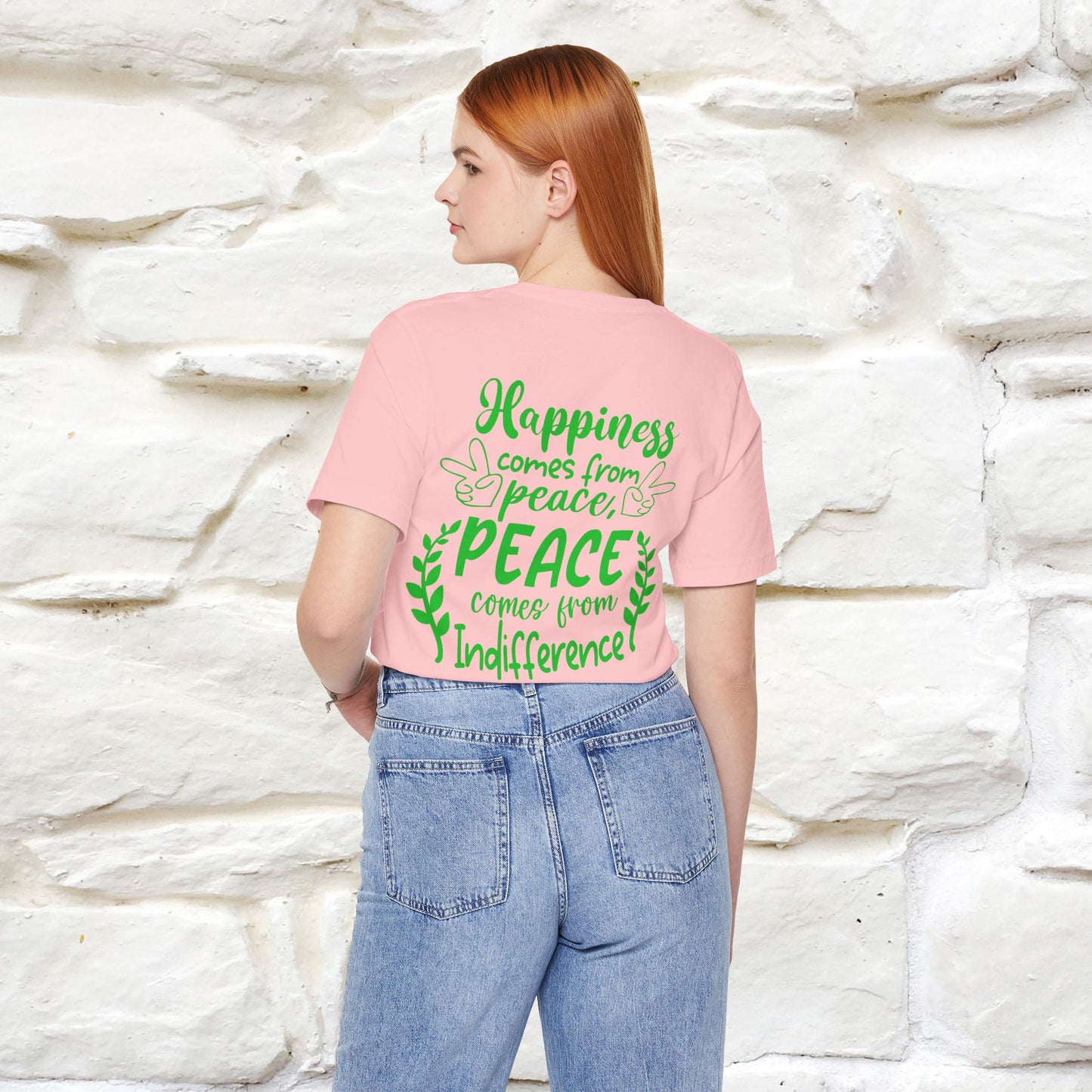 "Happiness Comes From Peace, Peace Comes From Indifference" Cat T-Shirt| Front & Back Design | Nunu&Miao Studio