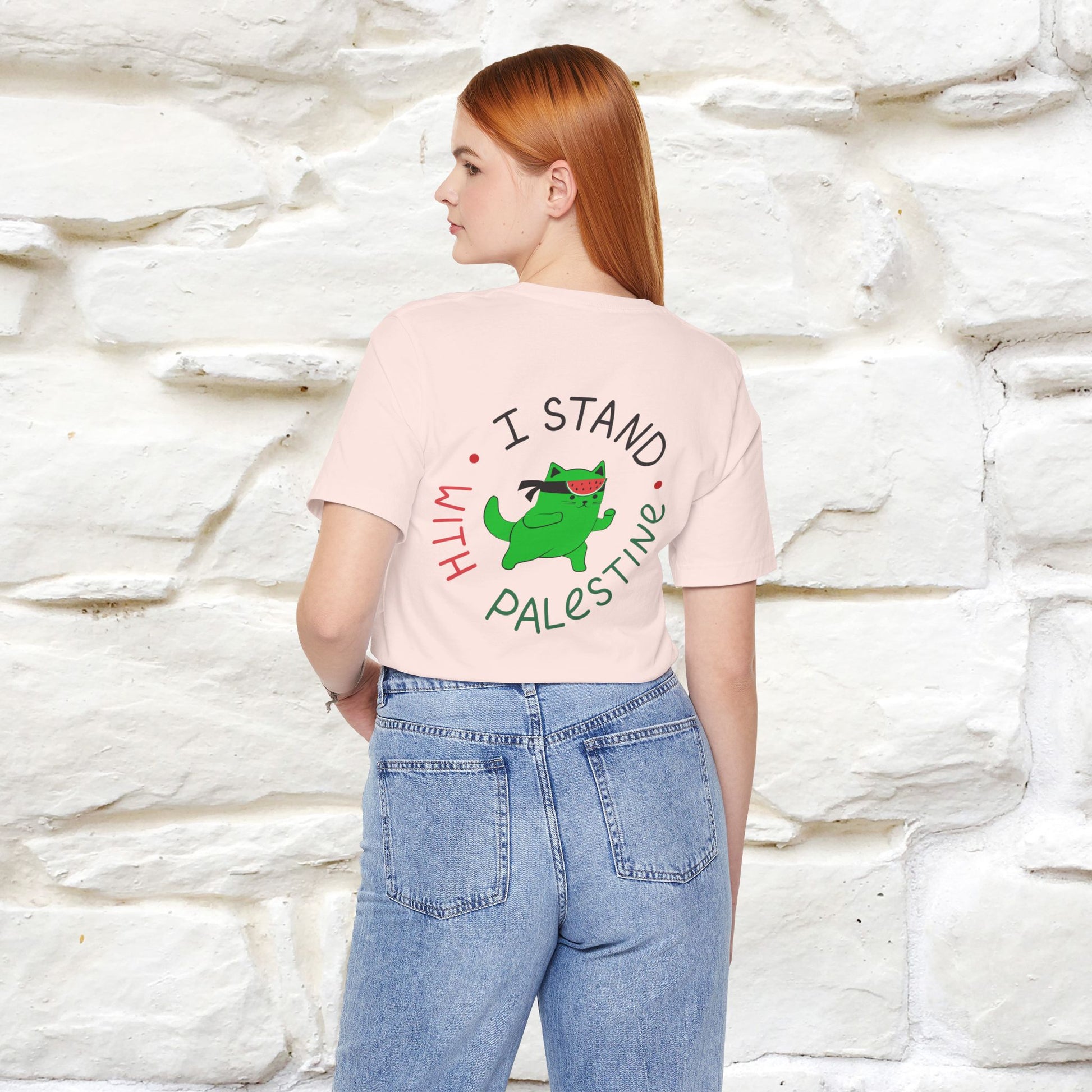 "I Love Palestine" Cat T-shirt | Front & Back Design |Nunu&Miao Studio - Nunu&Miao Studio