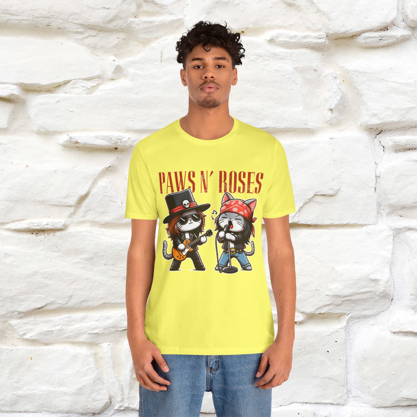 Paws N' Roses T-Shirt | Rock-Inspired Cat Lover | Nunu&Miao Studio - Nunu&Miao Studio