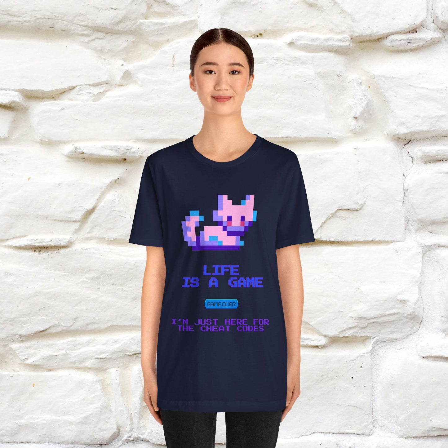 "Life Is A Game, I Am Just Here Fo The Cheat Code" Funny Cat T-Shirt for Men & Women | 100% Cotton* - Nunu&Miao Studio