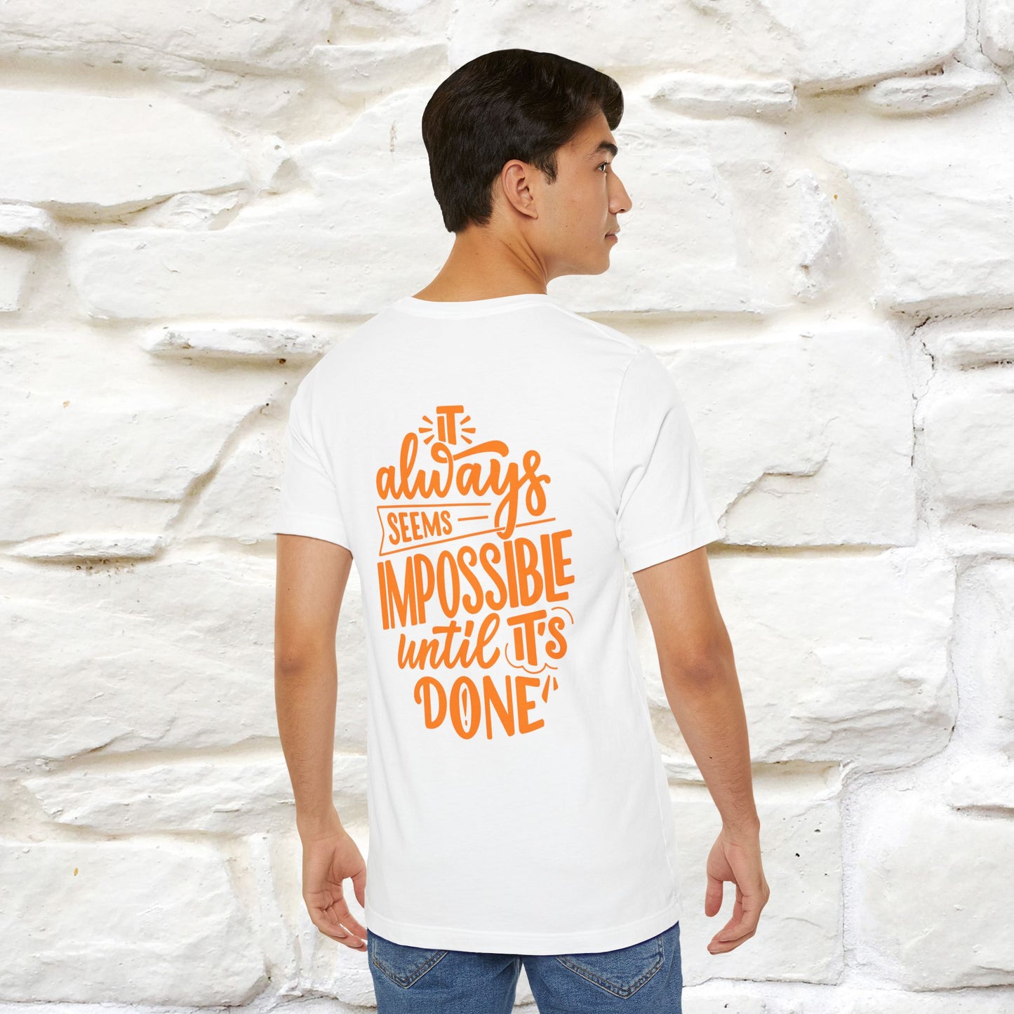 "It Always Seems Impossible Until It’s Done" Cat T-Shirt| Front & Back Design | Nunu&Miao Studio
