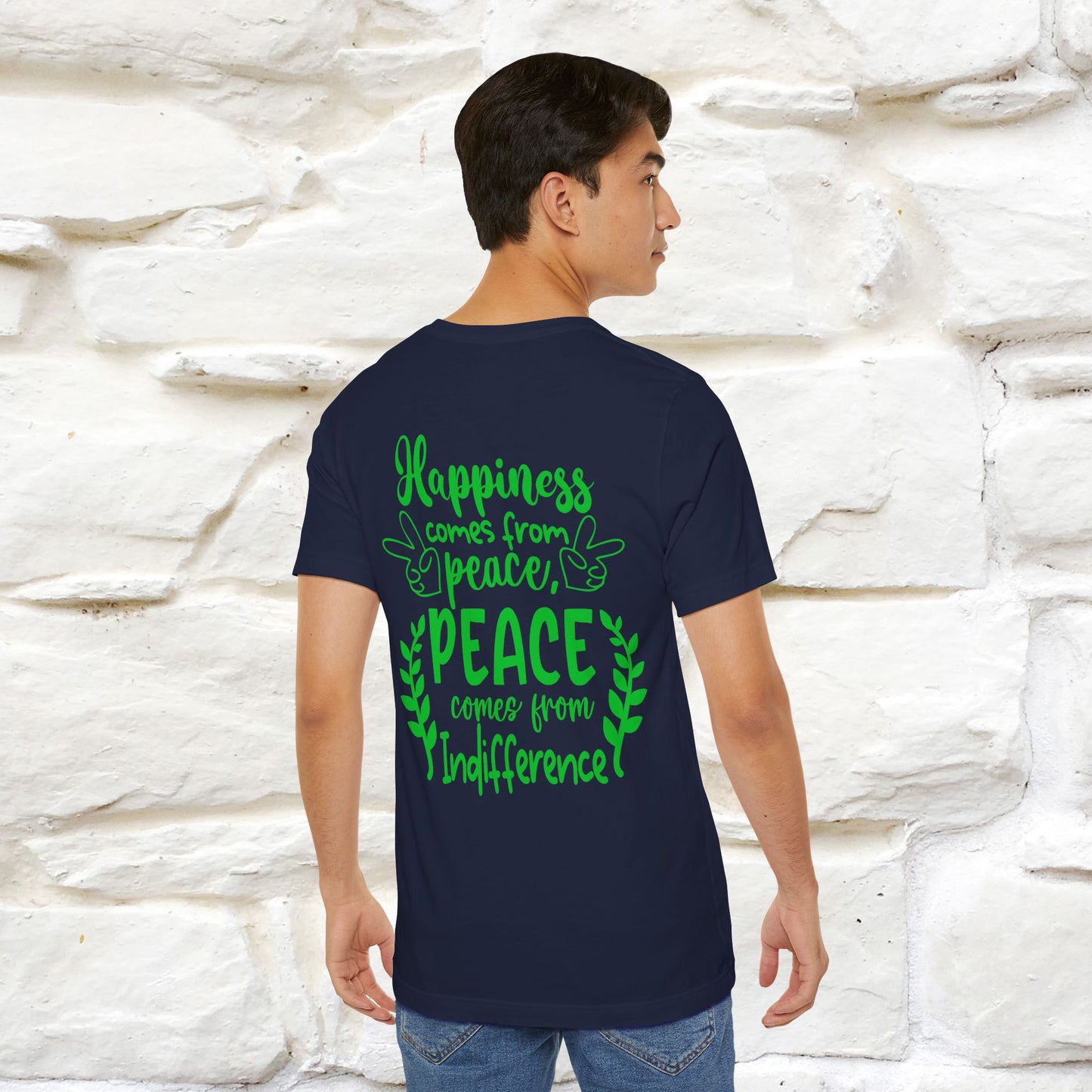 "Happiness Comes From Peace, Peace Comes From Indifference" Cat T-Shirt| Front & Back Design | Nunu&Miao Studio