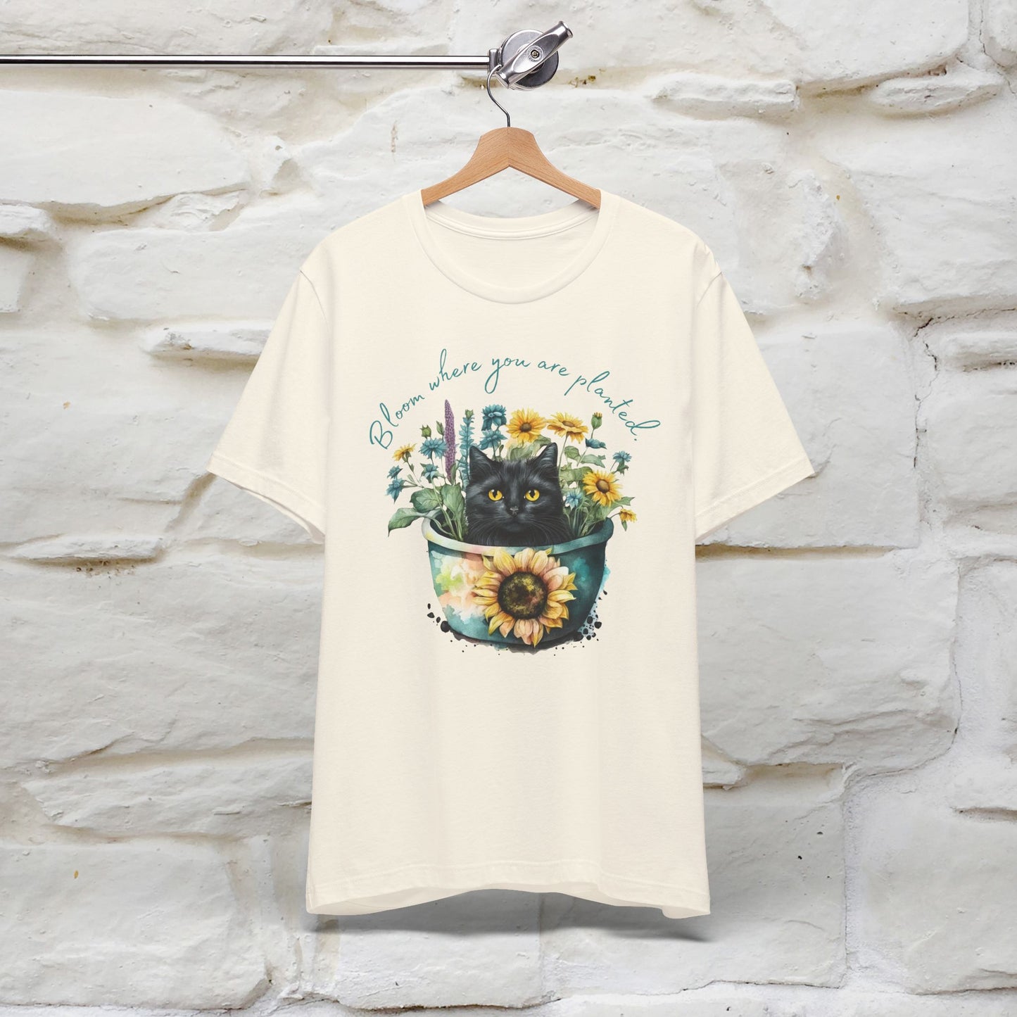 "Bloom Where You Are Planted" Cat T-Shirt for Men & Women | 100% Cotton* | Inspirational Tee