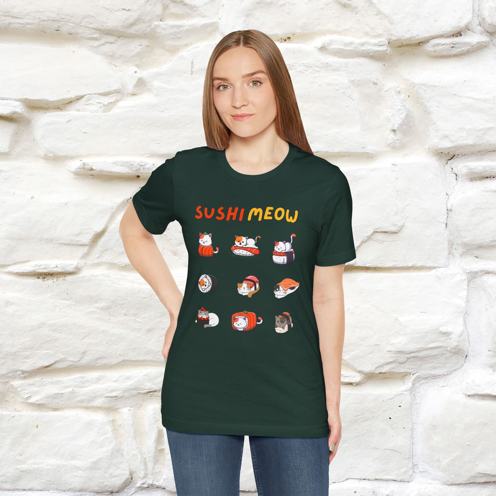 "Sushi Meow" Cat T-shirt for Men & Women | 100% Cotton* - Nunu&Miao Studio