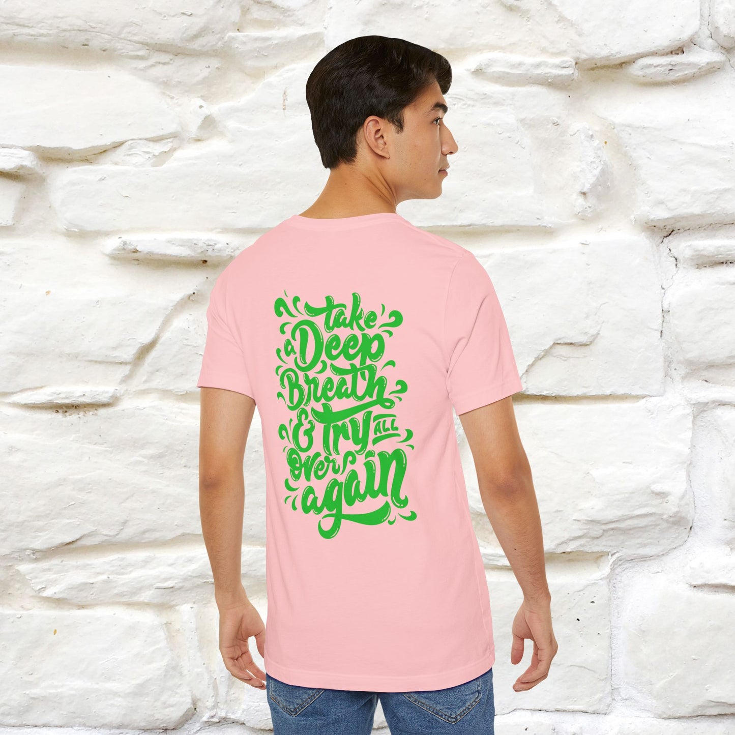 "Take a Deep Breath & Try All Over Again" Cat T-Shirt| Front & Back Design | Nunu&Miao Studio