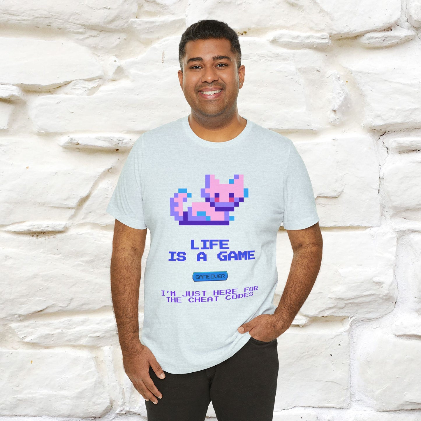 "Life Is A Game, I Am Just Here Fo The Cheat Code" Funny Cat T-Shirt for Men & Women | 100% Cotton* - Nunu&Miao Studio