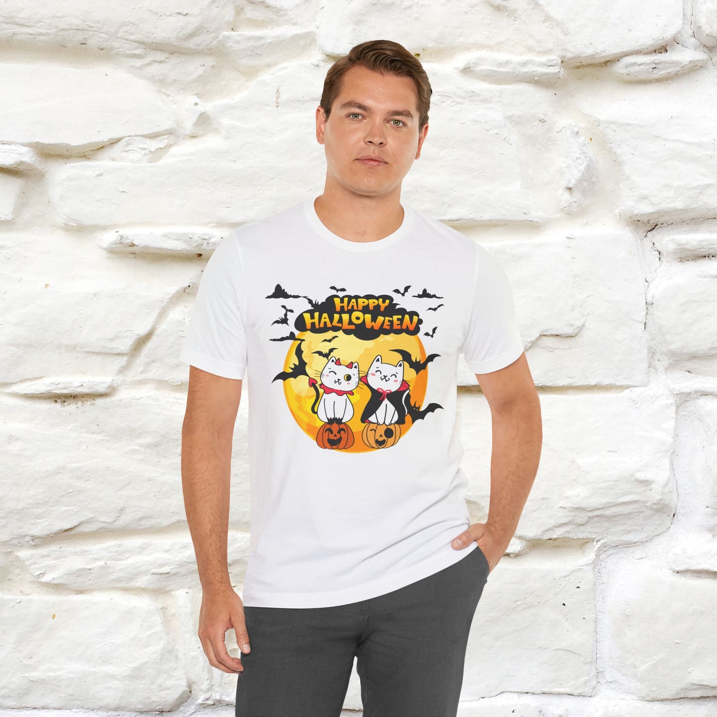 "Happy Halloween Cat Couple " Cat T-shirt |Nunu&Miao Studio - Nunu&Miao Studio