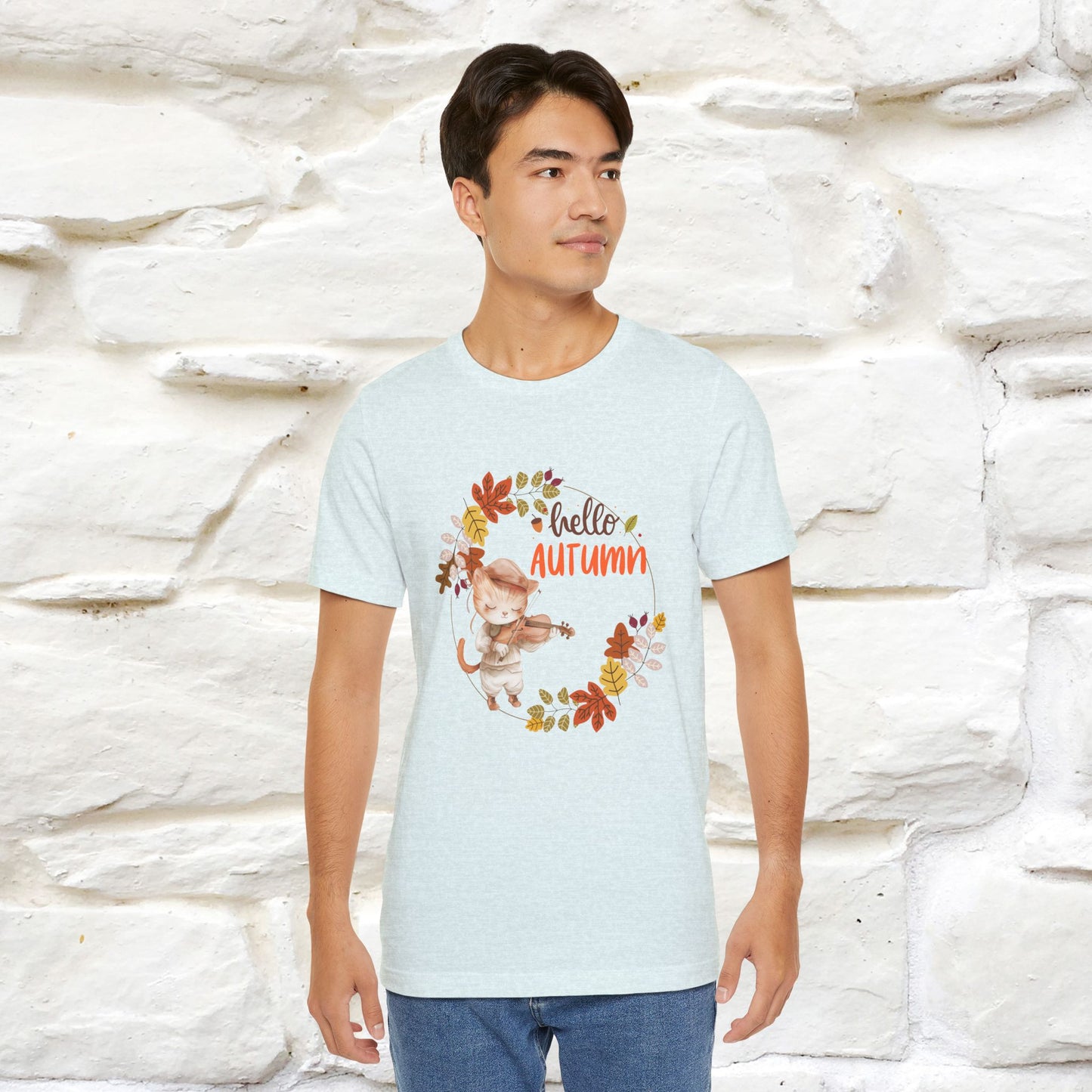 "Hello Autumn" Cat T-Shirt for Men & Women | 100% Cotton* | Cozy Fall Fashion - Nunu&Miao Studio