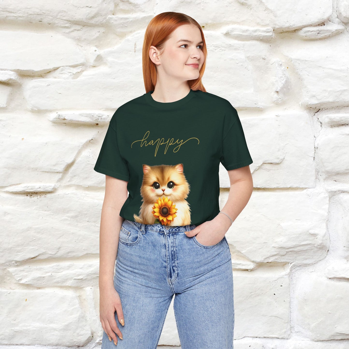 "Happy" Cat T-Shirt for Women | 100% Cotton* 🐾 - Nunu&Miao Studio
