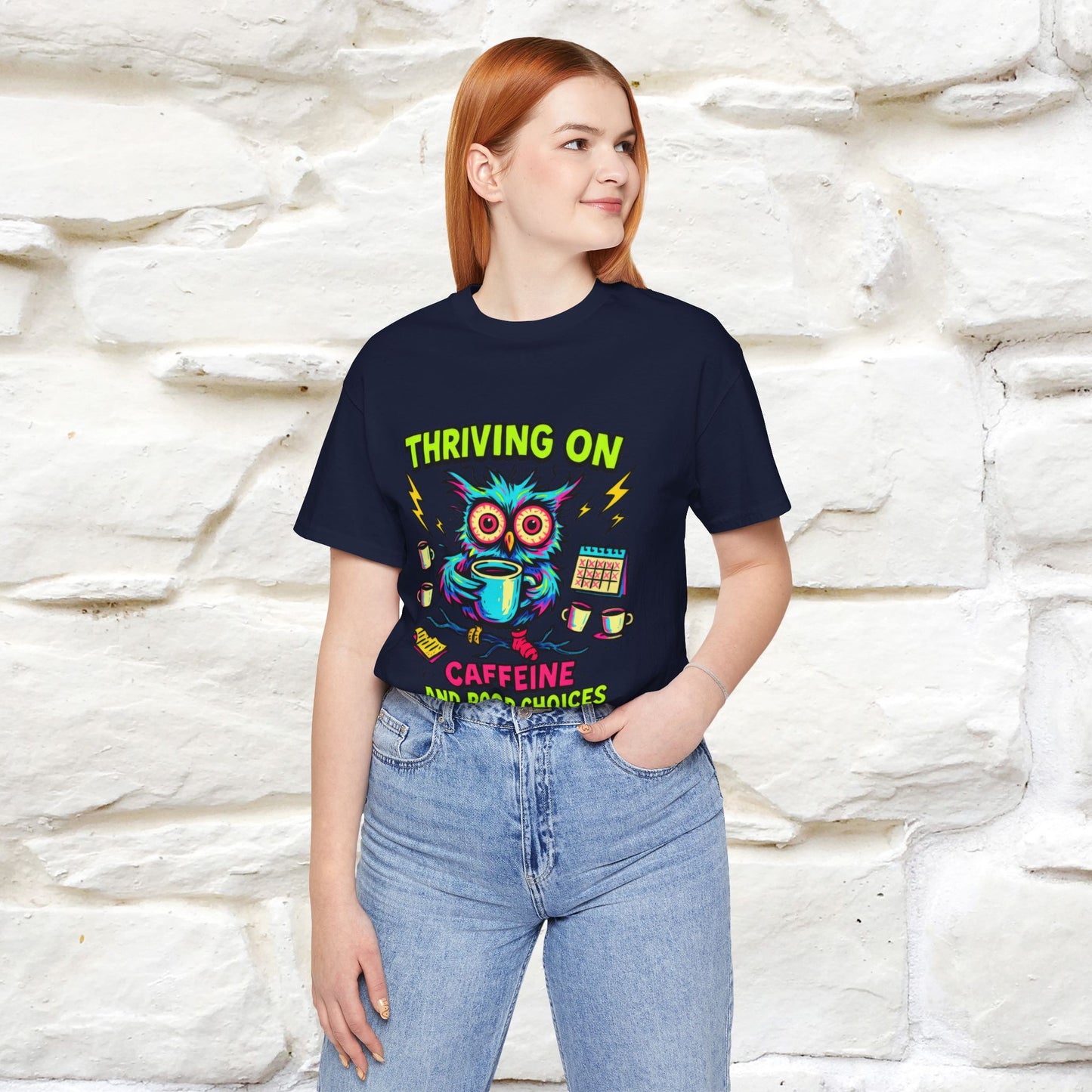 ''Thriving On Caffeine And Poor Choices''| Sarcastic Cat T-Shirt | Nunu&Miao Studio