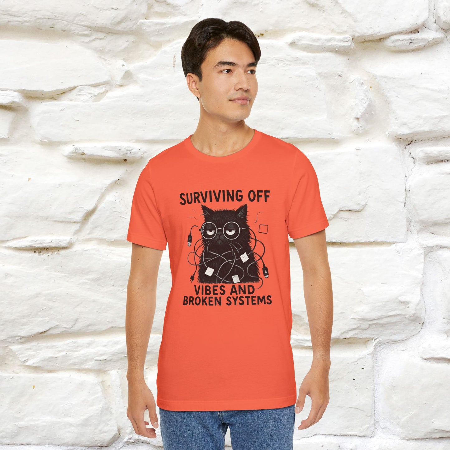 "Surviving Off...Vibes And Broken .. " |Cat T-Shirt | Nunu&Miao Studio