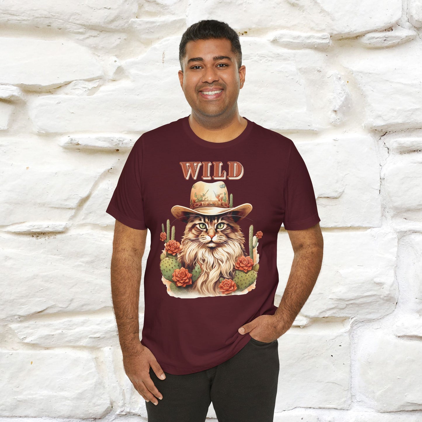 Wild Cowboy Cat T-Shirt for Men & Women | 100% Cotton* Adventure Tee - Nunu&Miao Studio