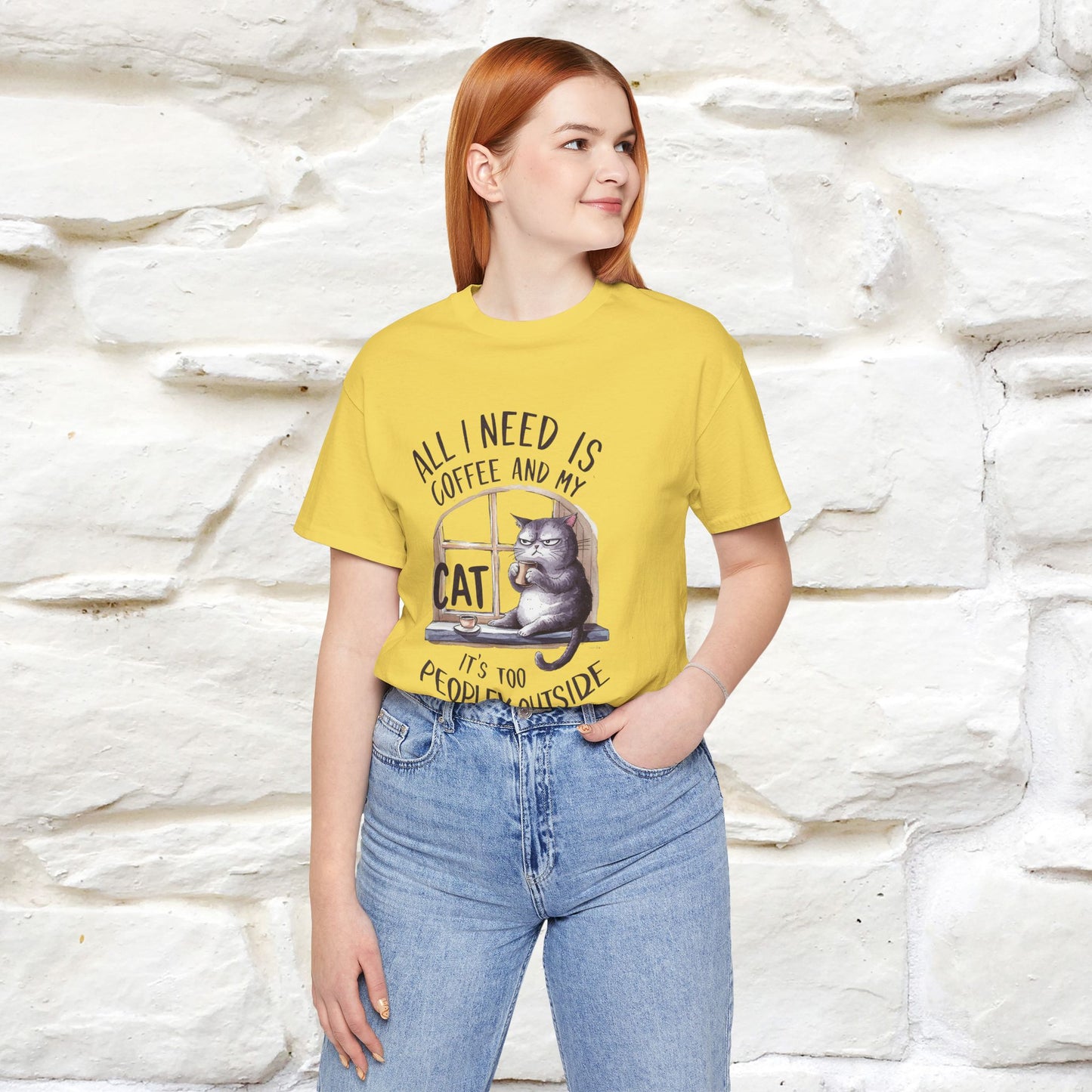 ''All I Need Is Coffee and My Cat, It's Too Peopley Outside''| Cat T-Shirt | Nunu&Miao Studio