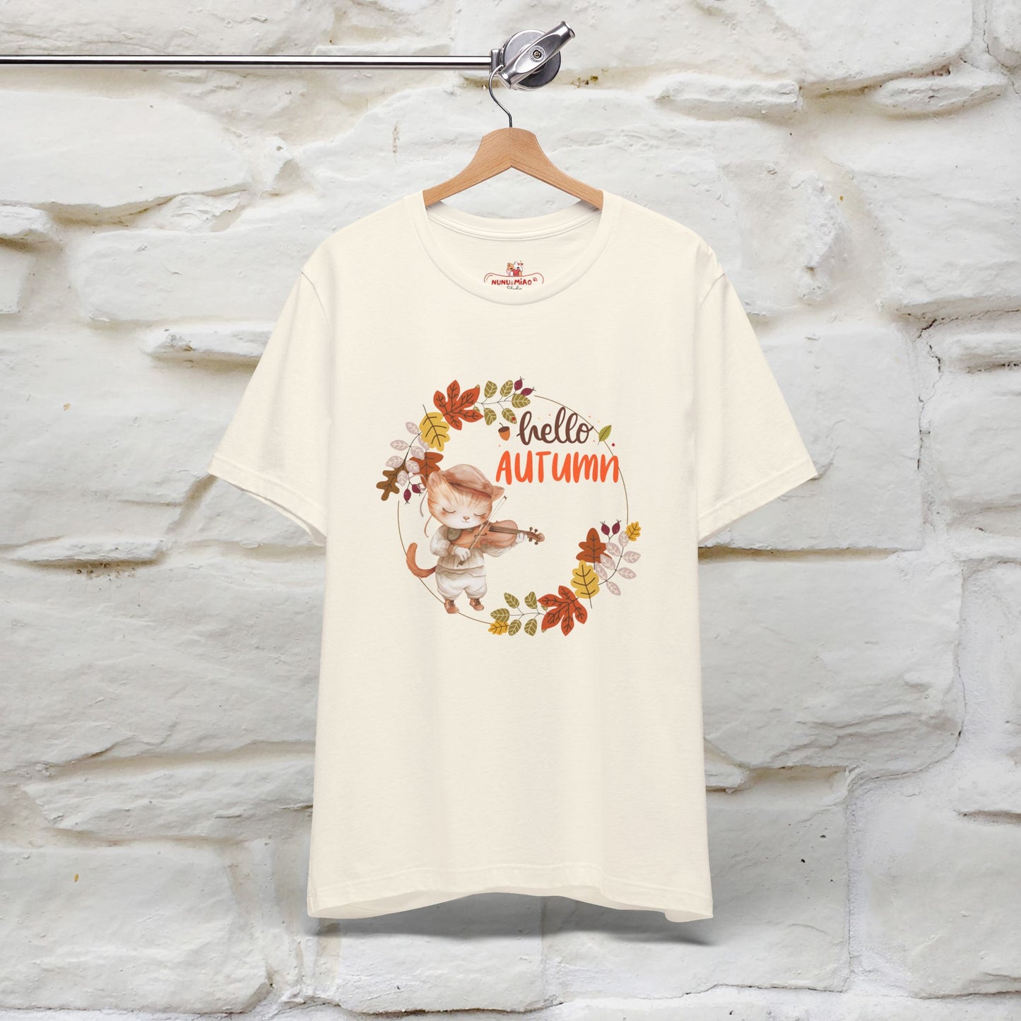 "Hello Autumn" Cat T-Shirt for Men & Women | 100% Cotton* | Cozy Fall Fashion - Nunu&Miao Studio