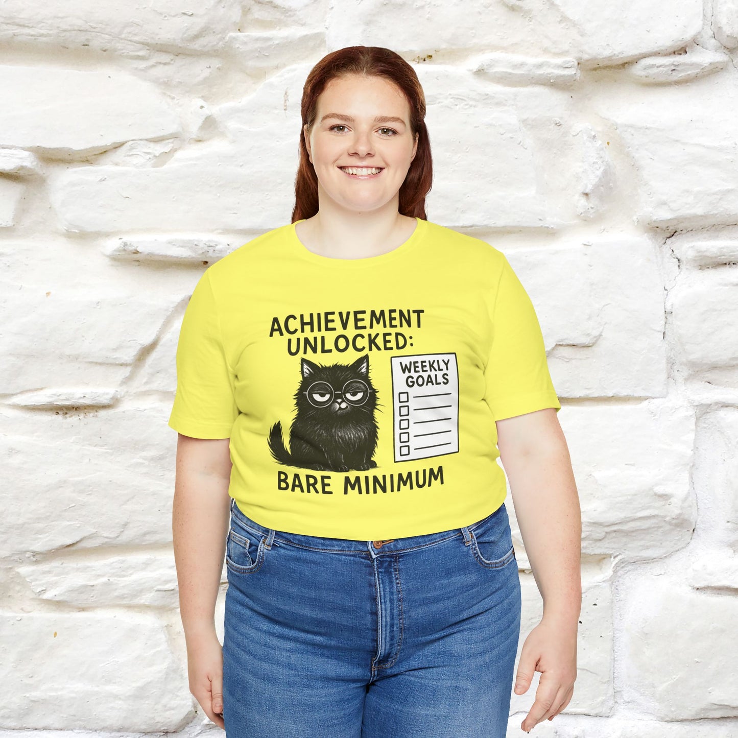 "Achievement Unlocked Bare Minimum." |Cat T-Shirt | Nunu&Miao Studio