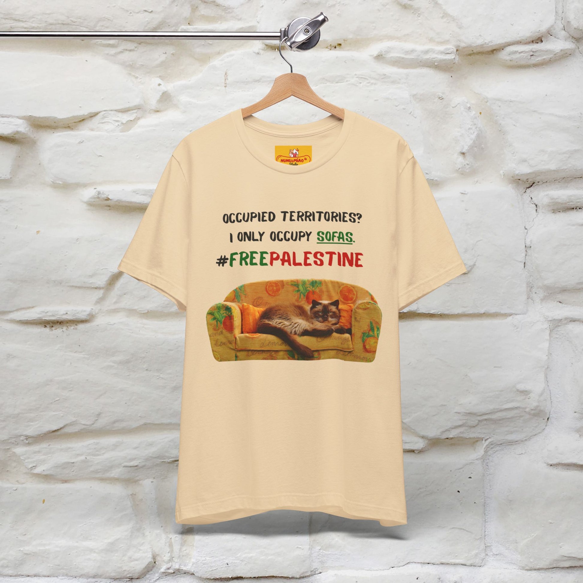 "Occupied territories?  I only occupy sofas. FreePalestine" Cat T-shirt |Nunu&Miao Studio - Nunu&Miao Studio