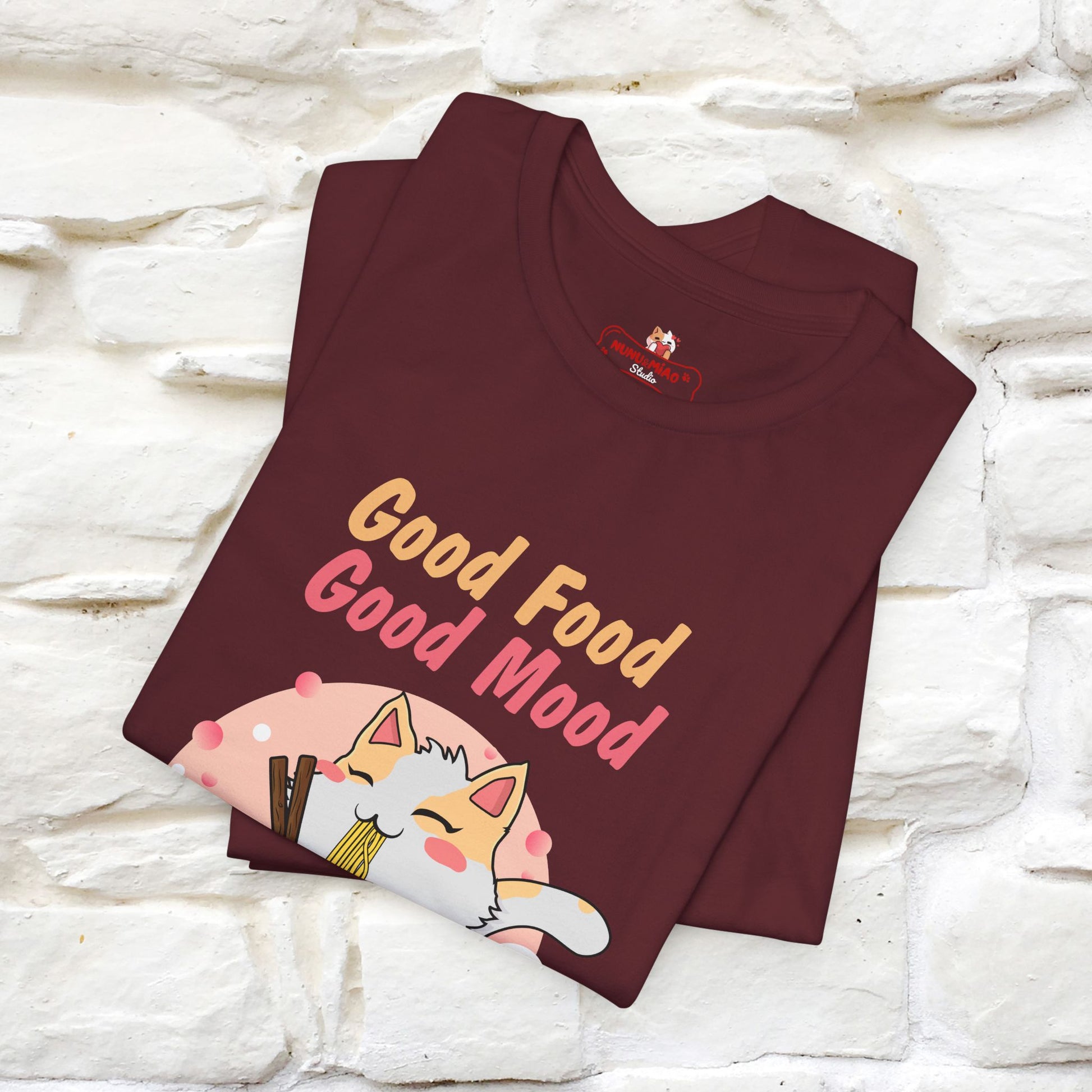 "Good Food Good Mood" Cat T-shirt for Men & Women | 100% Cotton* - Nunu&Miao Studio