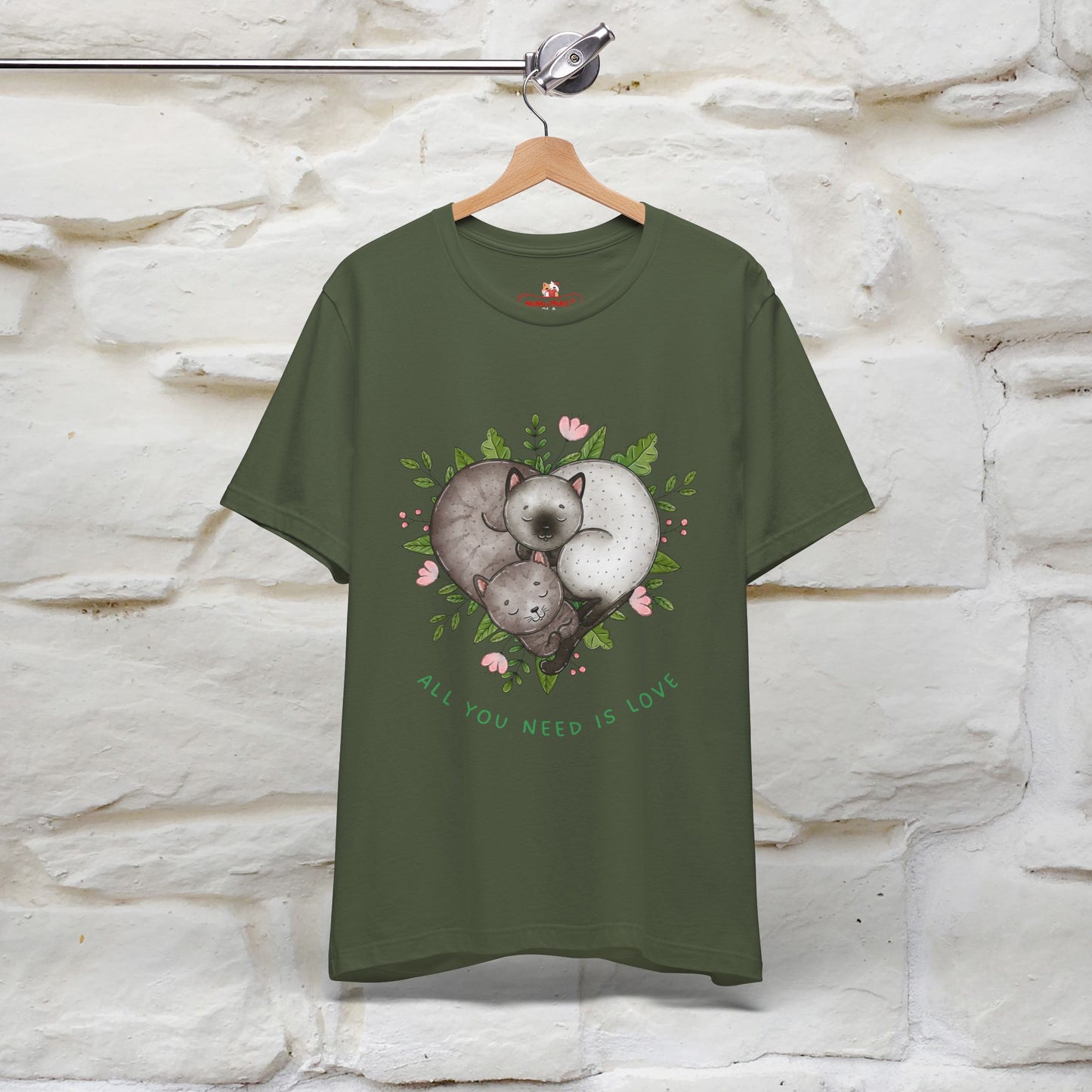 "All You Need Is Love" Cat T-Shirt | 100% Cotton* | Adorable Cat Apparel for Men & Women