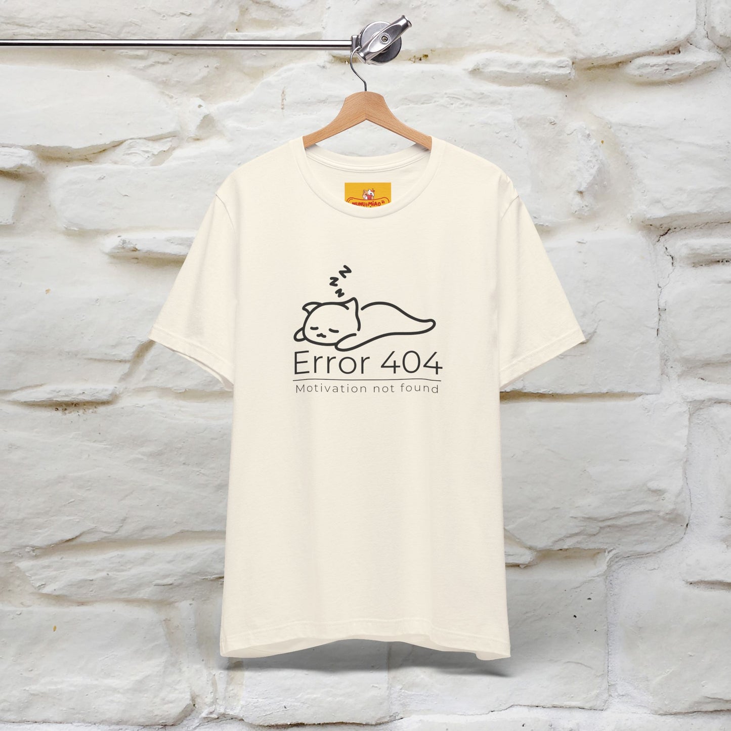 ''Error 404 Motivation Not Found'' Cat T-Shirt Front and Back Design | Nunu&Miao Studio