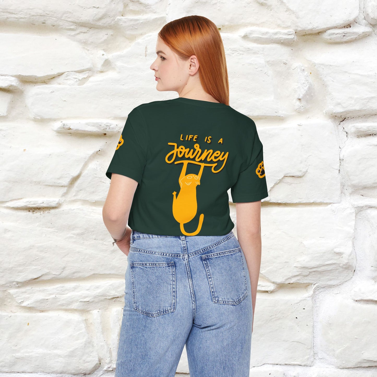 "Life Is A Journey'' Cat T-Shirt | Front & Back Design | Nunu&Miao Studio